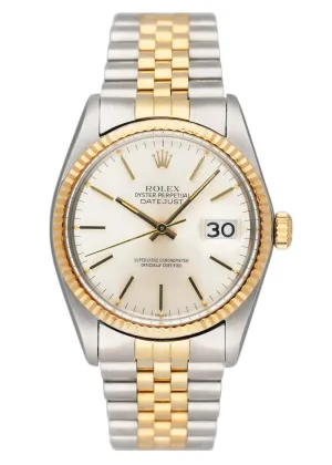 Rolex Datejust 16013 Silver Dial Mens Watch Box Papers