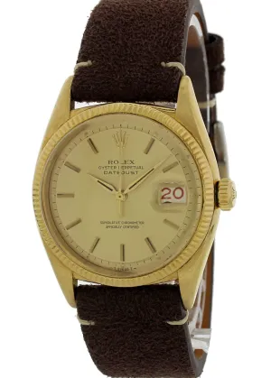 Rolex Datejust  6605 18k Yellow Gold Mens Watch