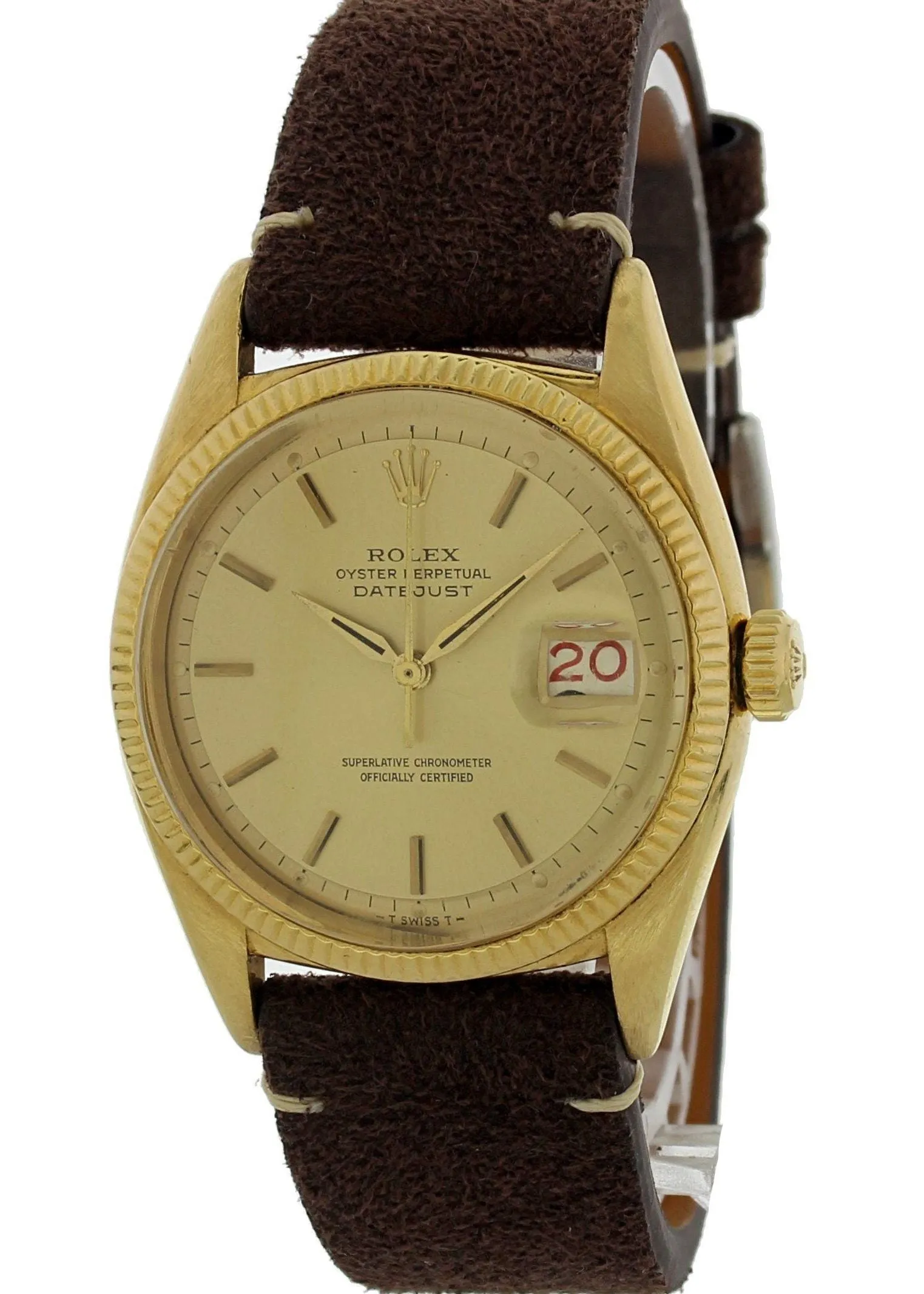 Rolex Datejust  6605 18k Yellow Gold Mens Watch