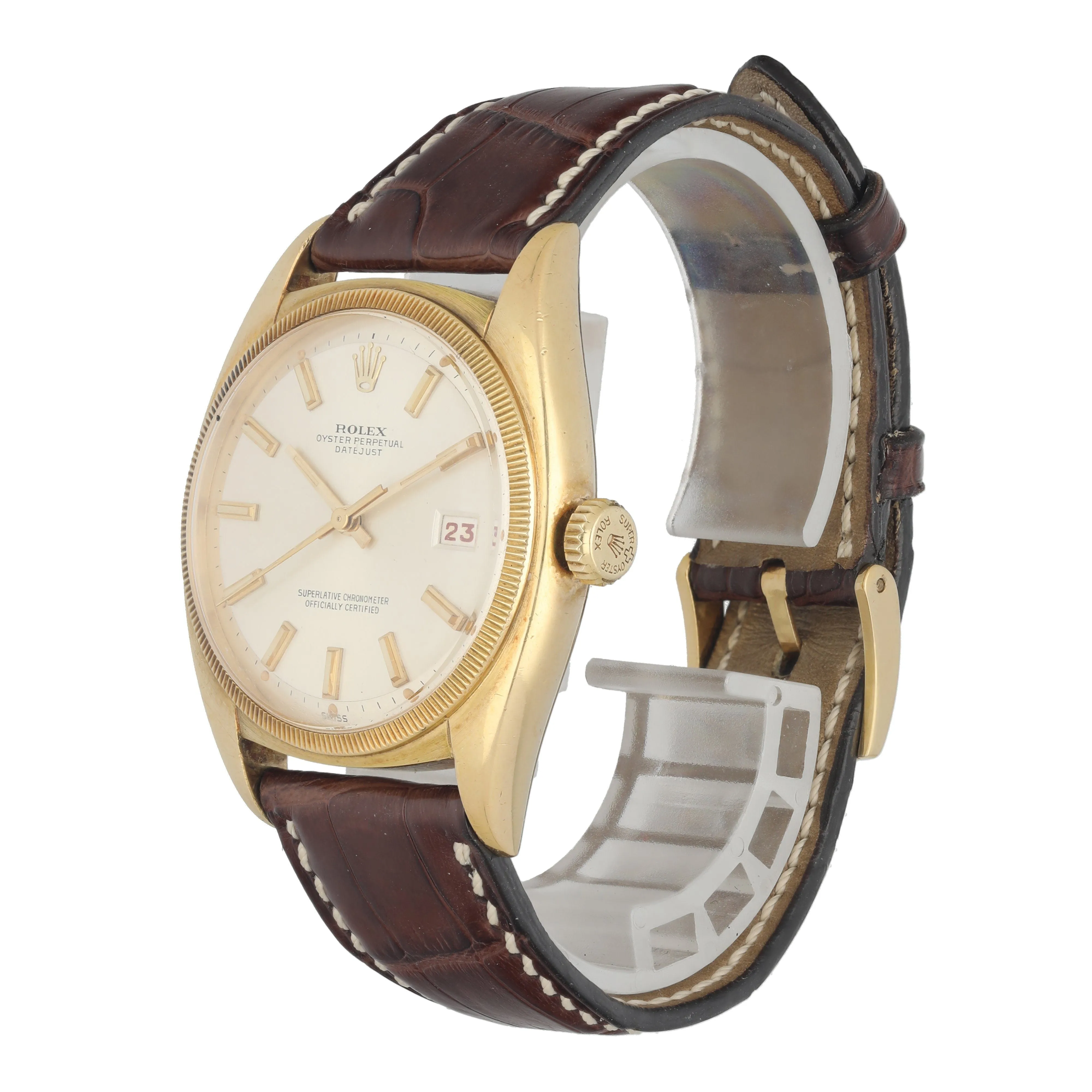 Rolex Datejust Ovettone 6105 Yellow Gold Mens Watch