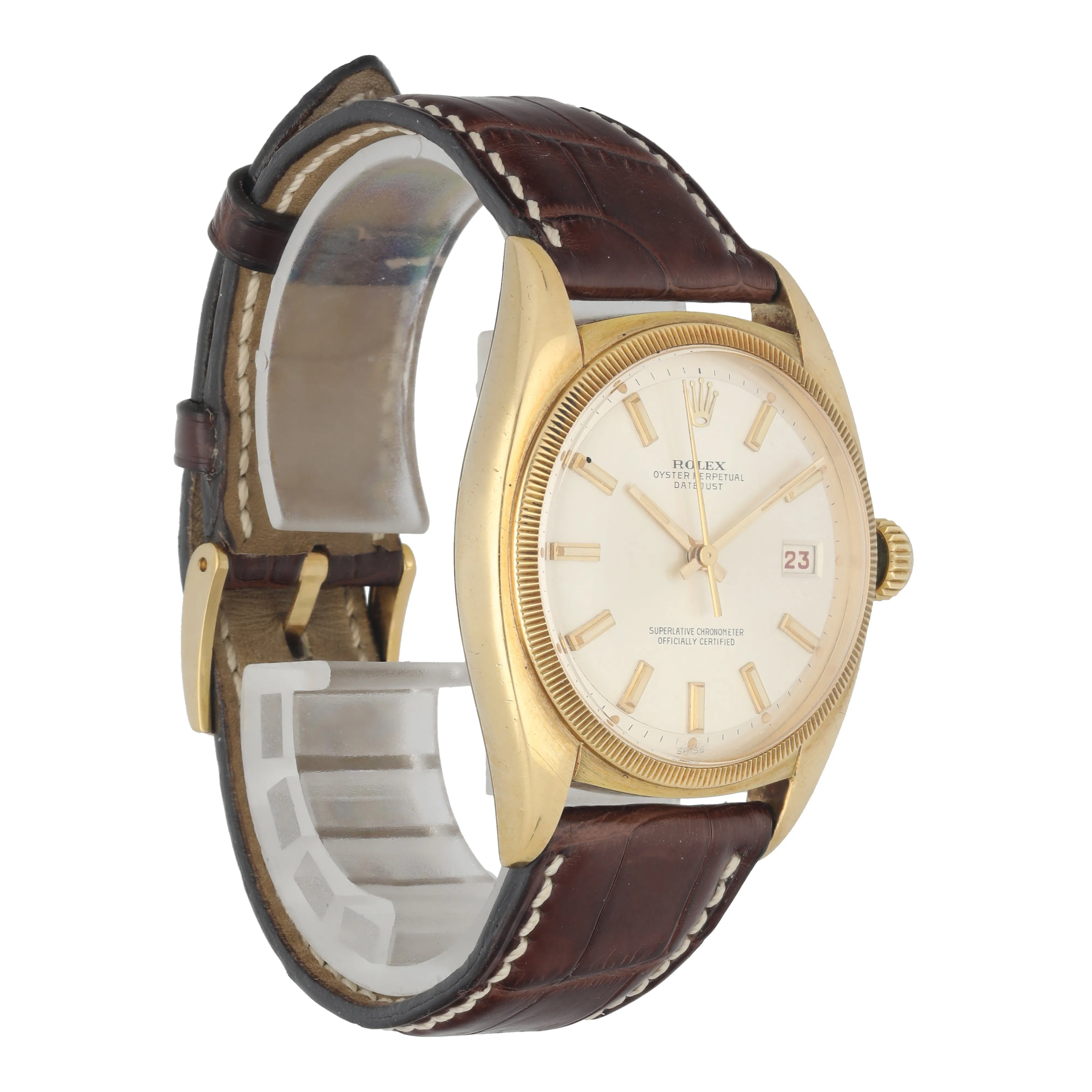 Rolex Datejust Ovettone 6105 Yellow Gold Mens Watch