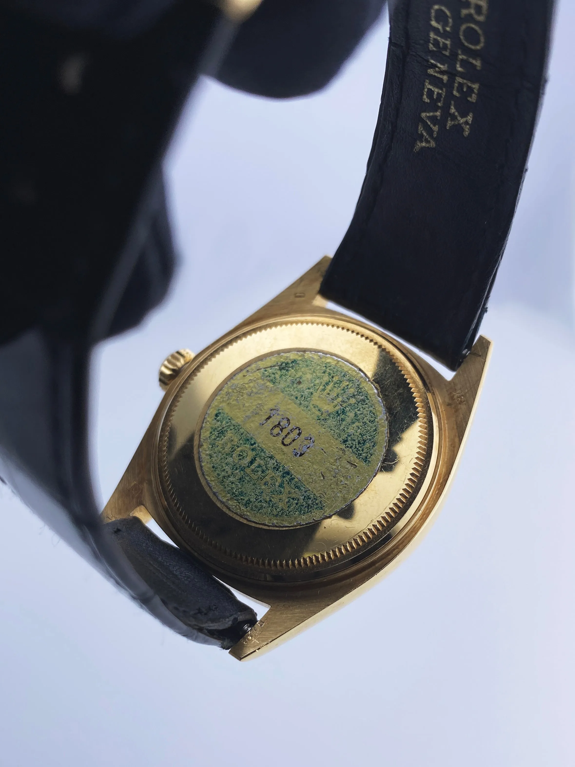 Rolex Day Date 1803 Linen Dial 18K Yellow Gold Mens Watch New Old Stock