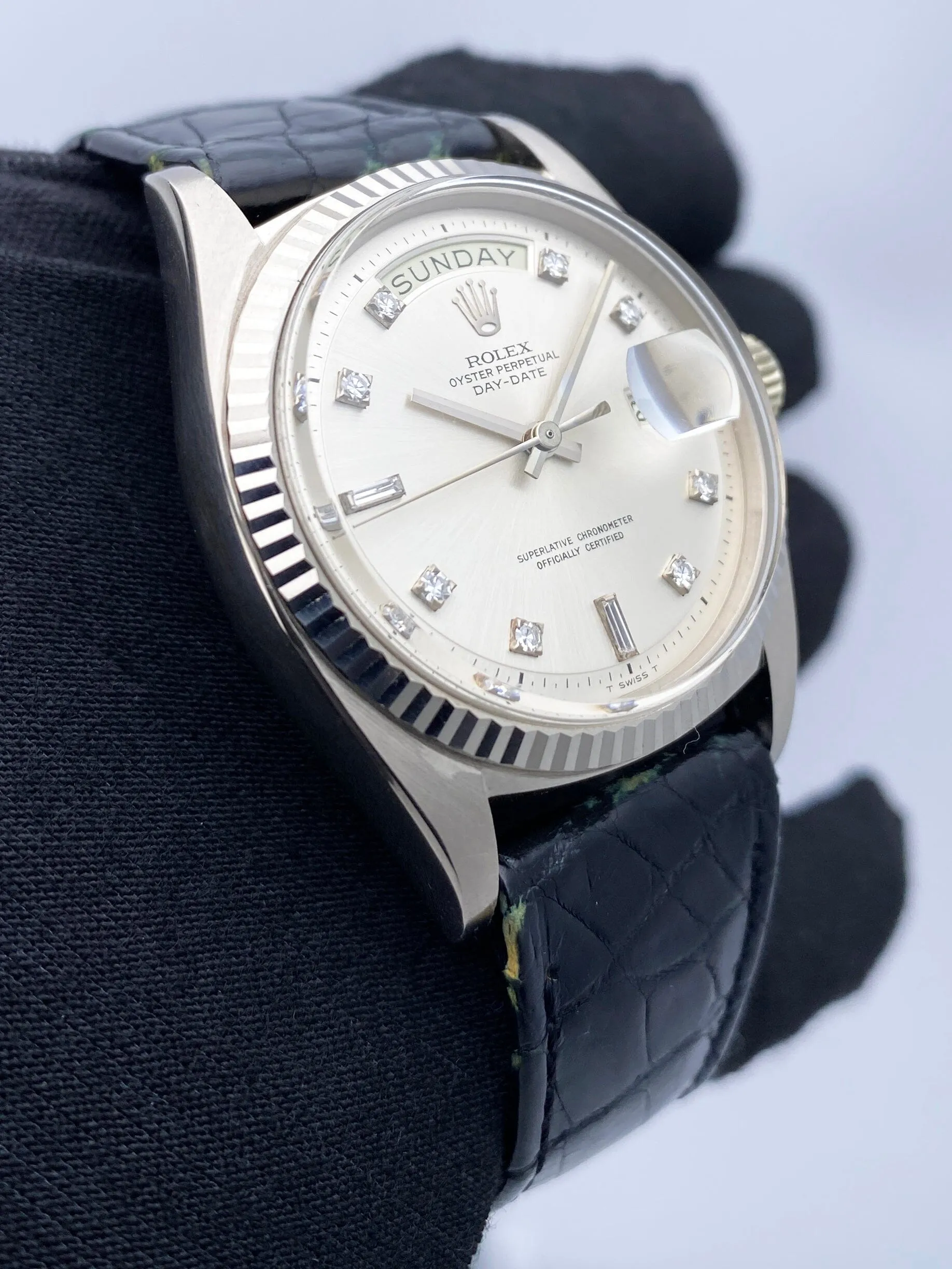 Rolex Day-Date 1803 NOS Diamond Dial Mens Watch Box Papers
