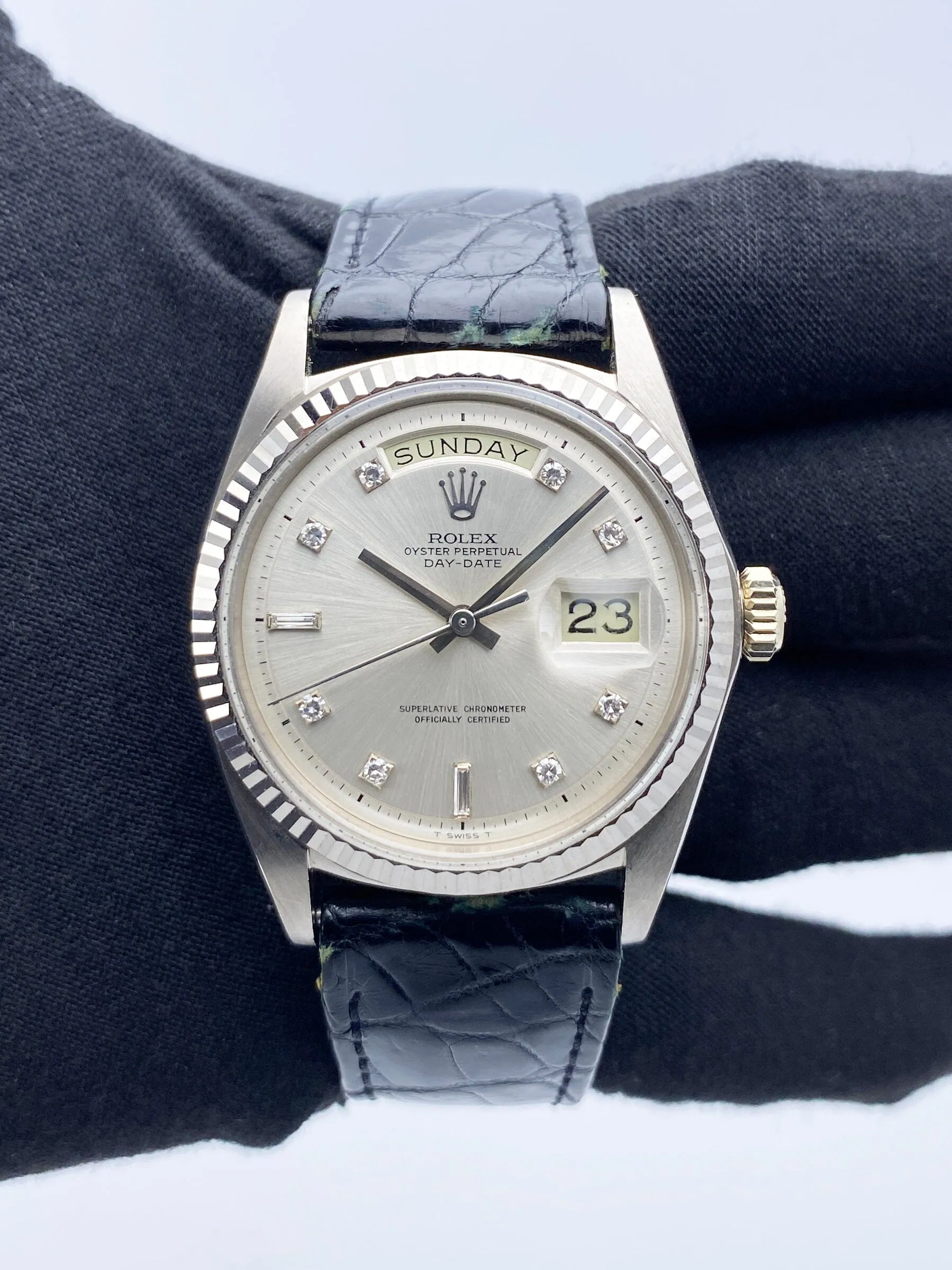 Rolex Day-Date 1803 NOS Diamond Dial Mens Watch Box Papers