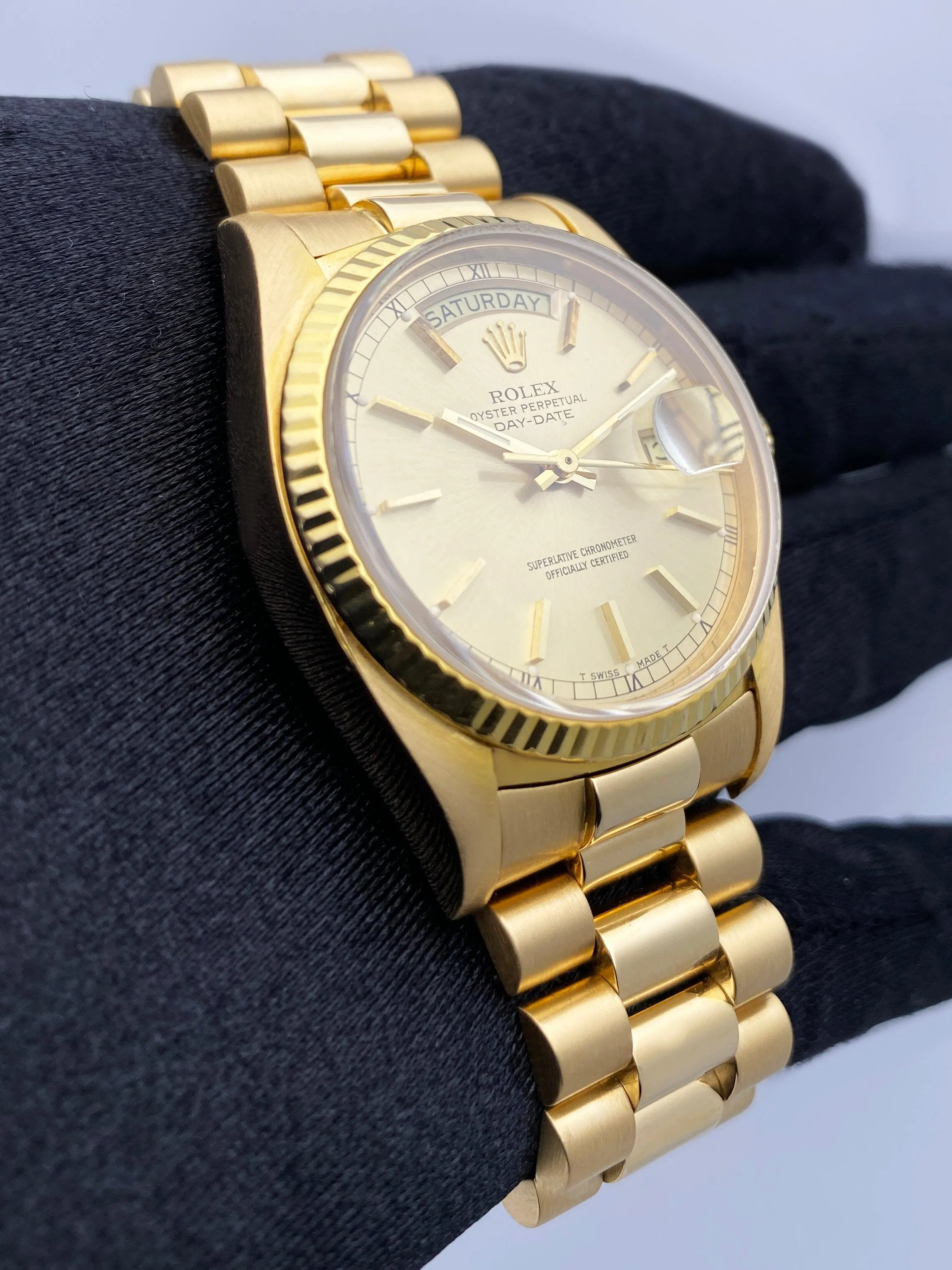 Rolex Day Date 18038 President 18K Yellow Gold Mens Watch Box Papers