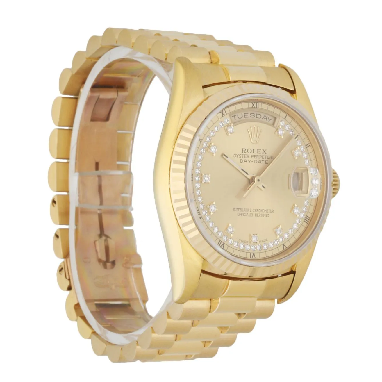 Rolex Day Date 18238 President String Diamond Dial Vintage Men's Watch Box & papers
