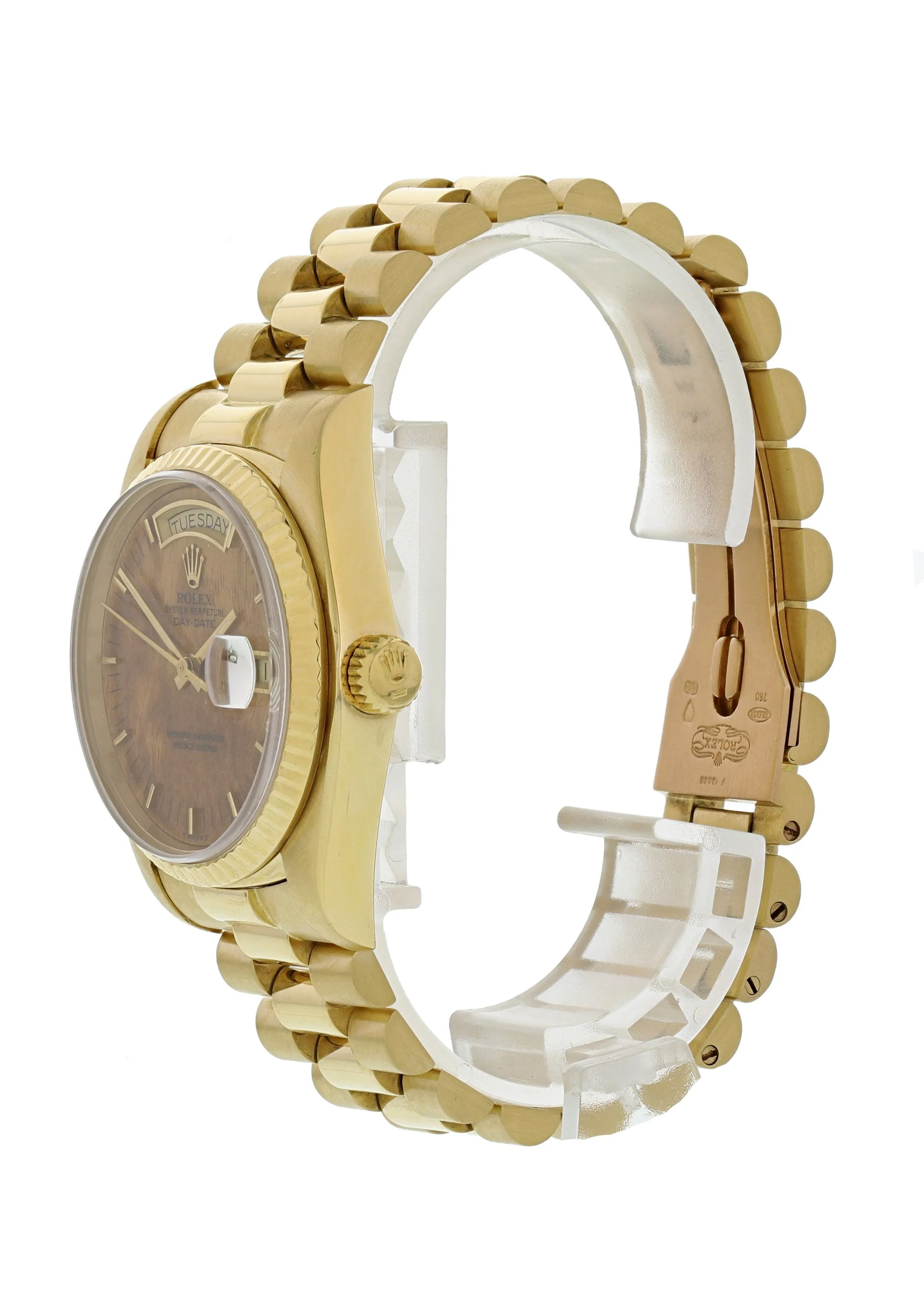 Rolex Day-Date President 18038 Wood Dial 18K Yellow Gold Mens Watch
