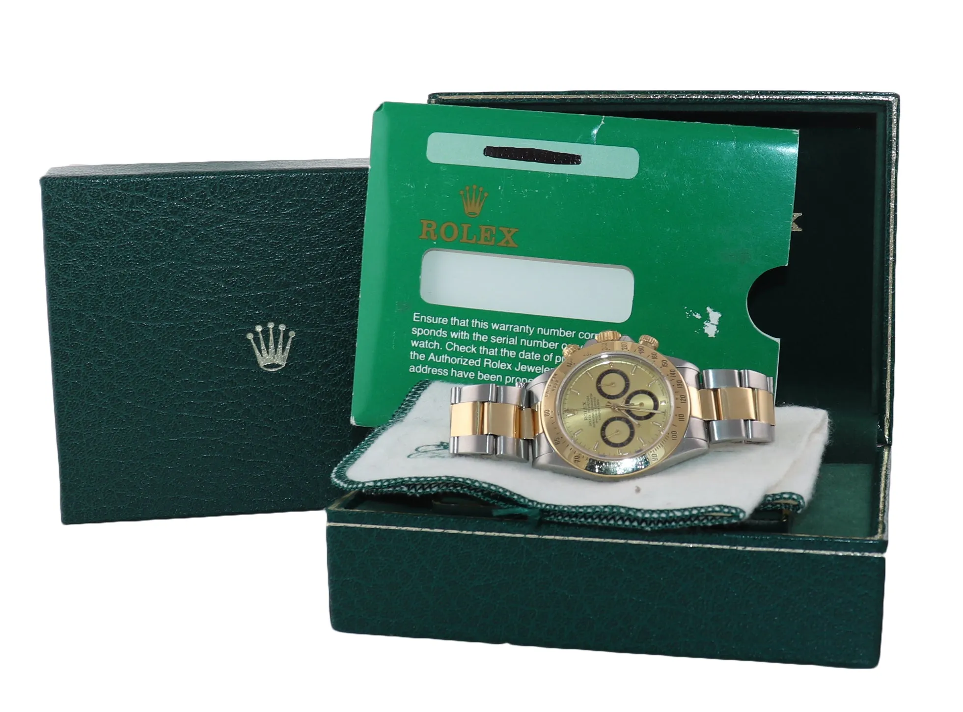 Rolex Daytona 16523 Zenith Champagne yellow gold steel Two Tone Watch box