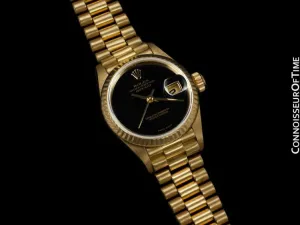 Rolex Ladies President Datejust, 69178 - 18K Gold & Rolex Factory Onyx Dial