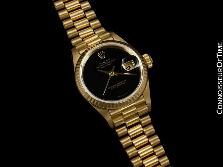 Rolex Ladies President Datejust, 69178 - 18K Gold & Rolex Factory Onyx Dial