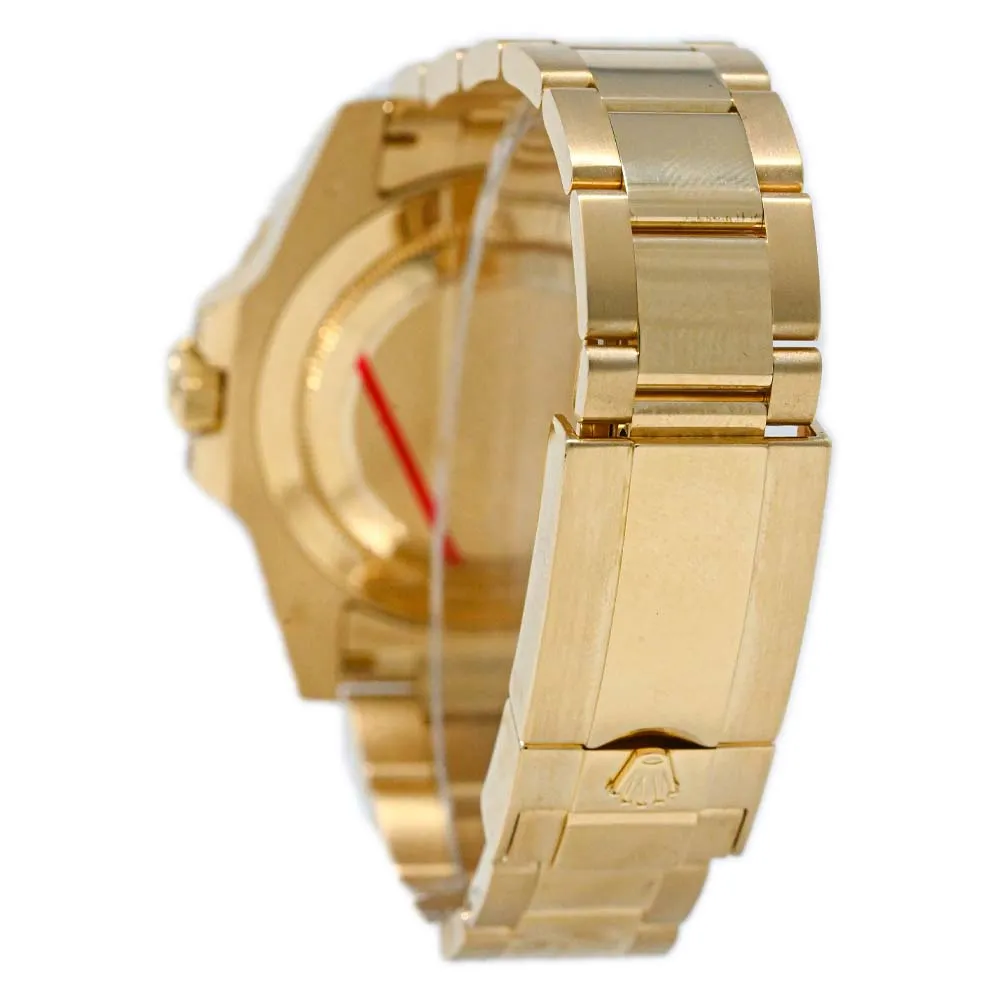 Rolex Men's GMT - Master II Yellow Gold 40mm Black Dot Dial Watch Reference #: 116758SARU