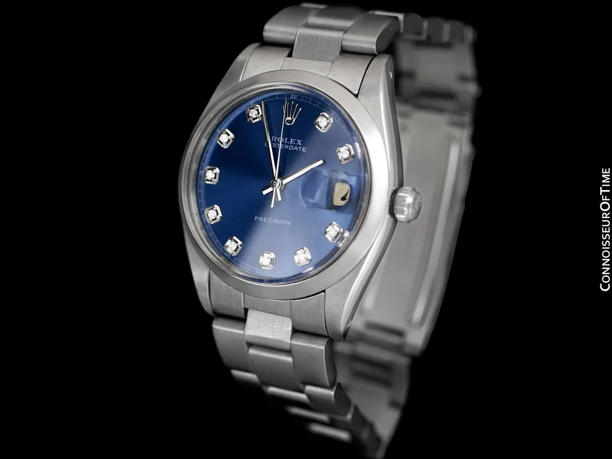 Rolex Oysterdate Mens Date Watch with Both Bracelet & Strap - Stainless Steel & Diamonds