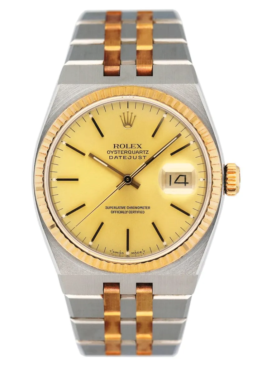 Rolex Oysterquartz Datejust 17013 Two Tone Mens Watch