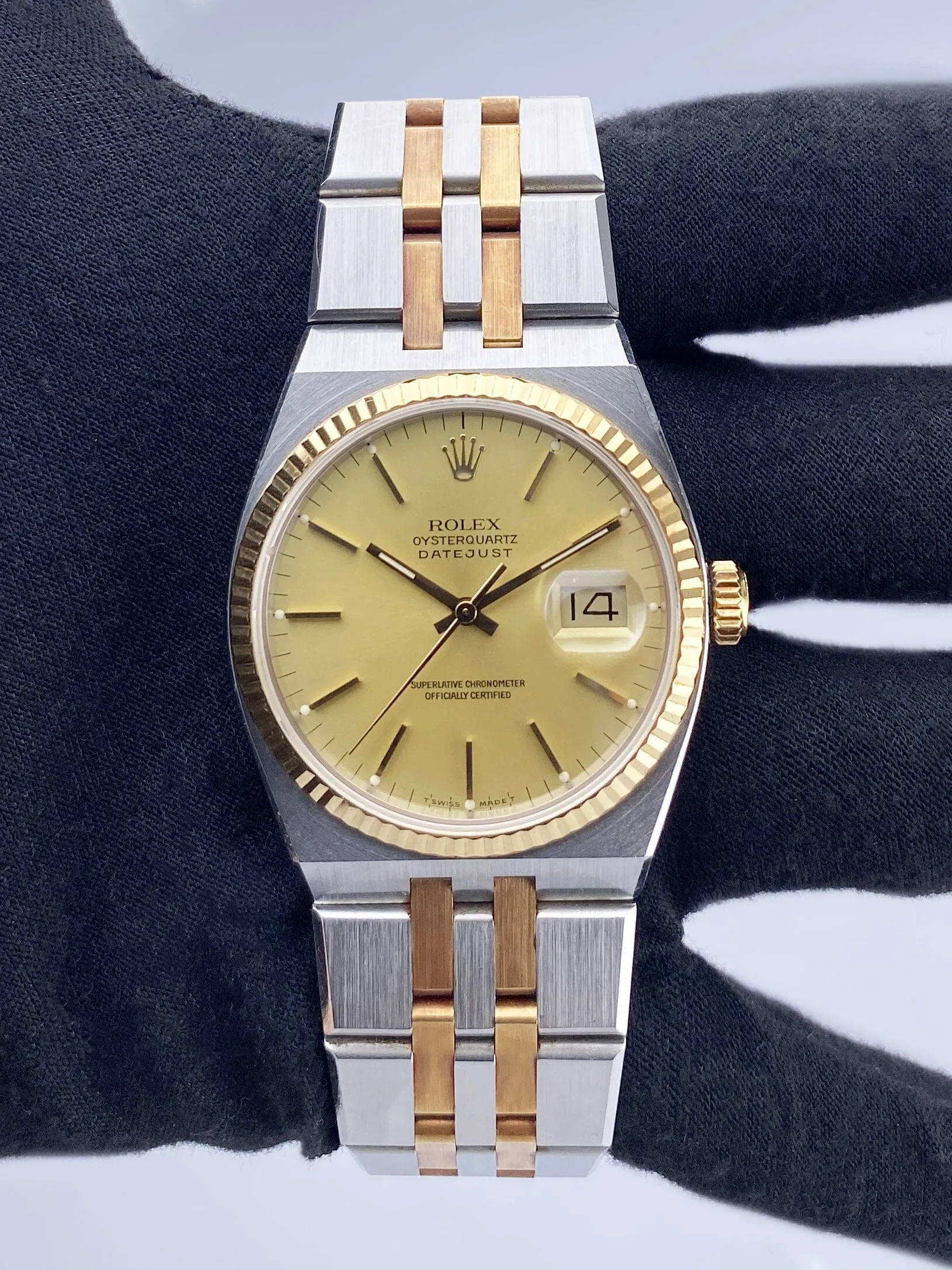 Rolex Oysterquartz Datejust 17013 Two Tone Mens Watch