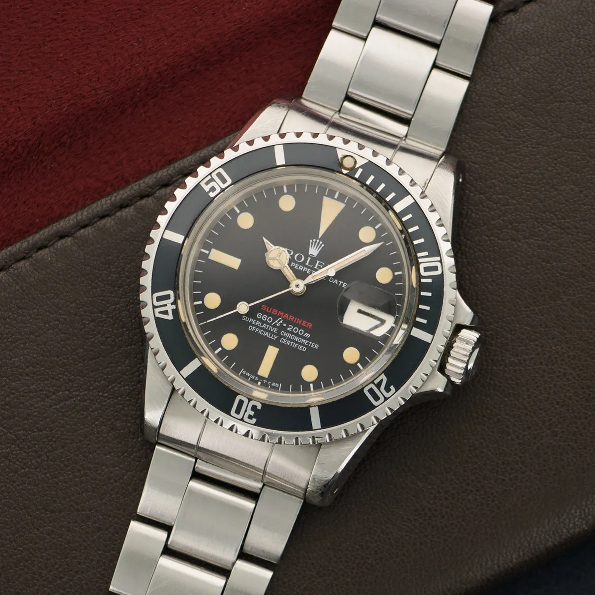 Rolex Stainless Steel Red Submariner Watch Ref. 1680