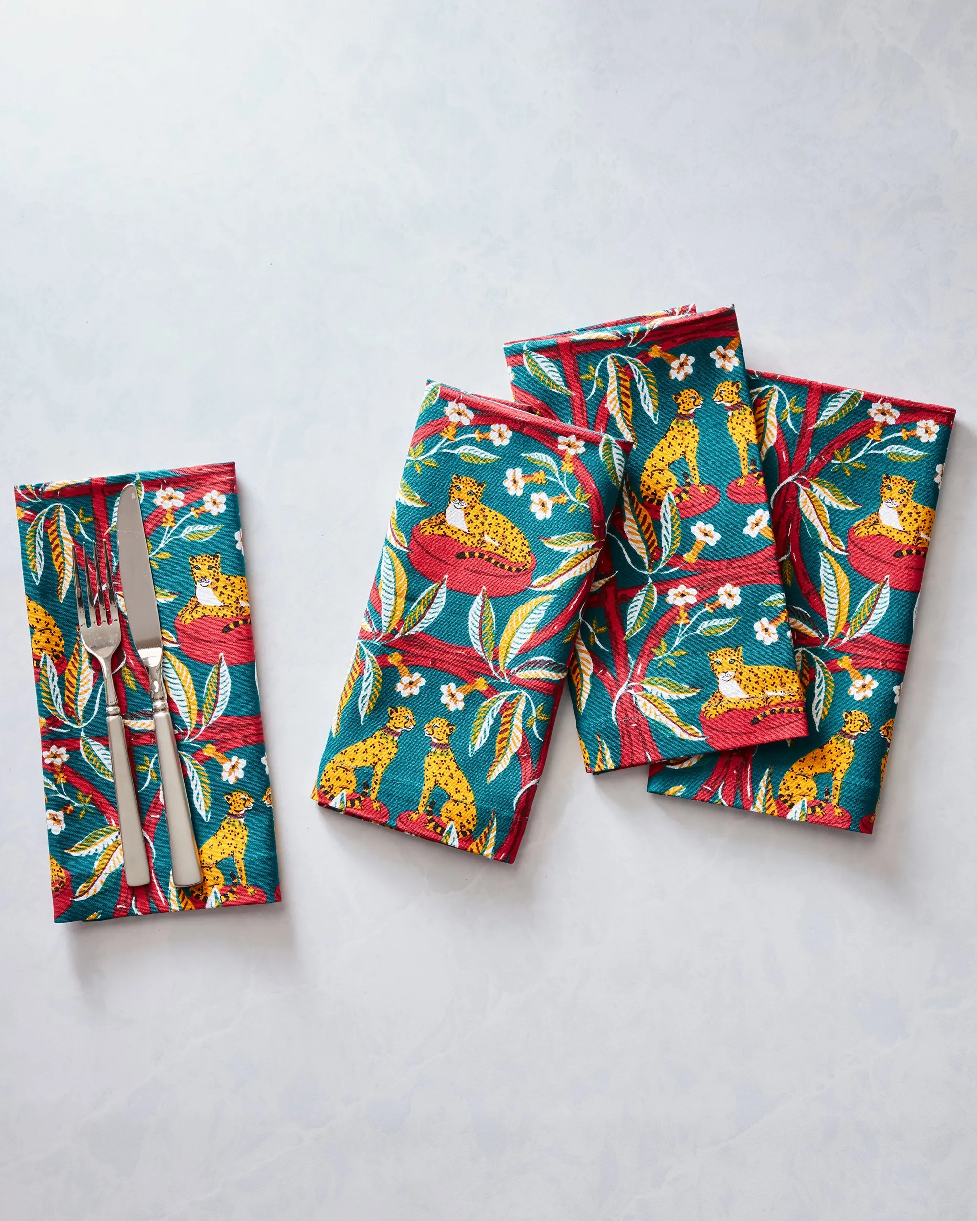 Royal Cheetah - Dinner Napkins Set Of 4 - Ruby & Jade