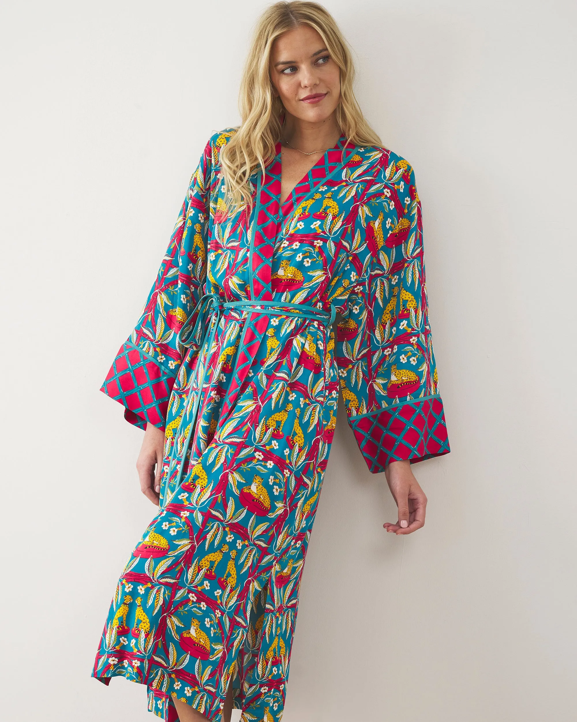 Royal Cheetah - Satin Robe - Ruby & Jade