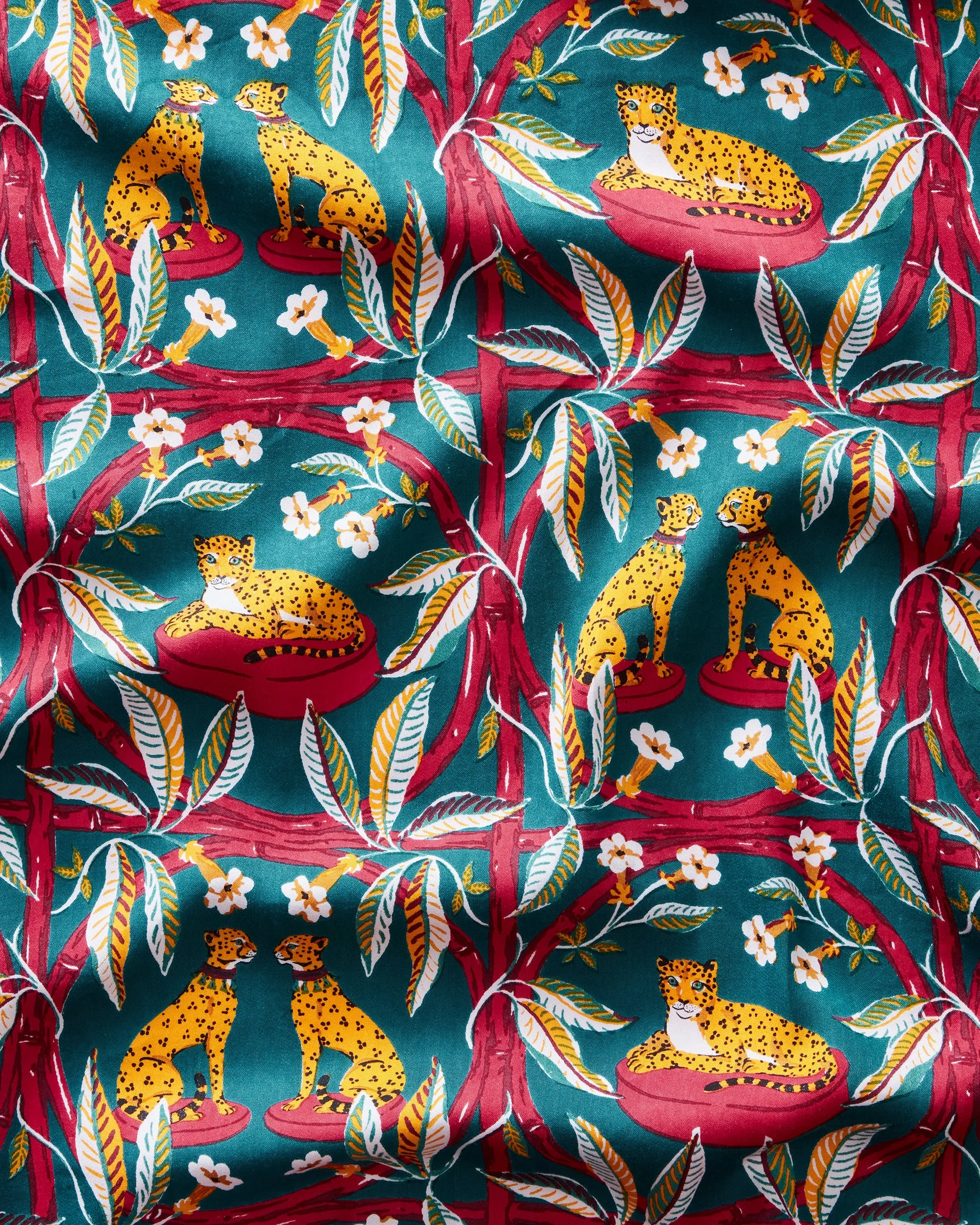 Royal Cheetah - Satin Robe - Ruby & Jade
