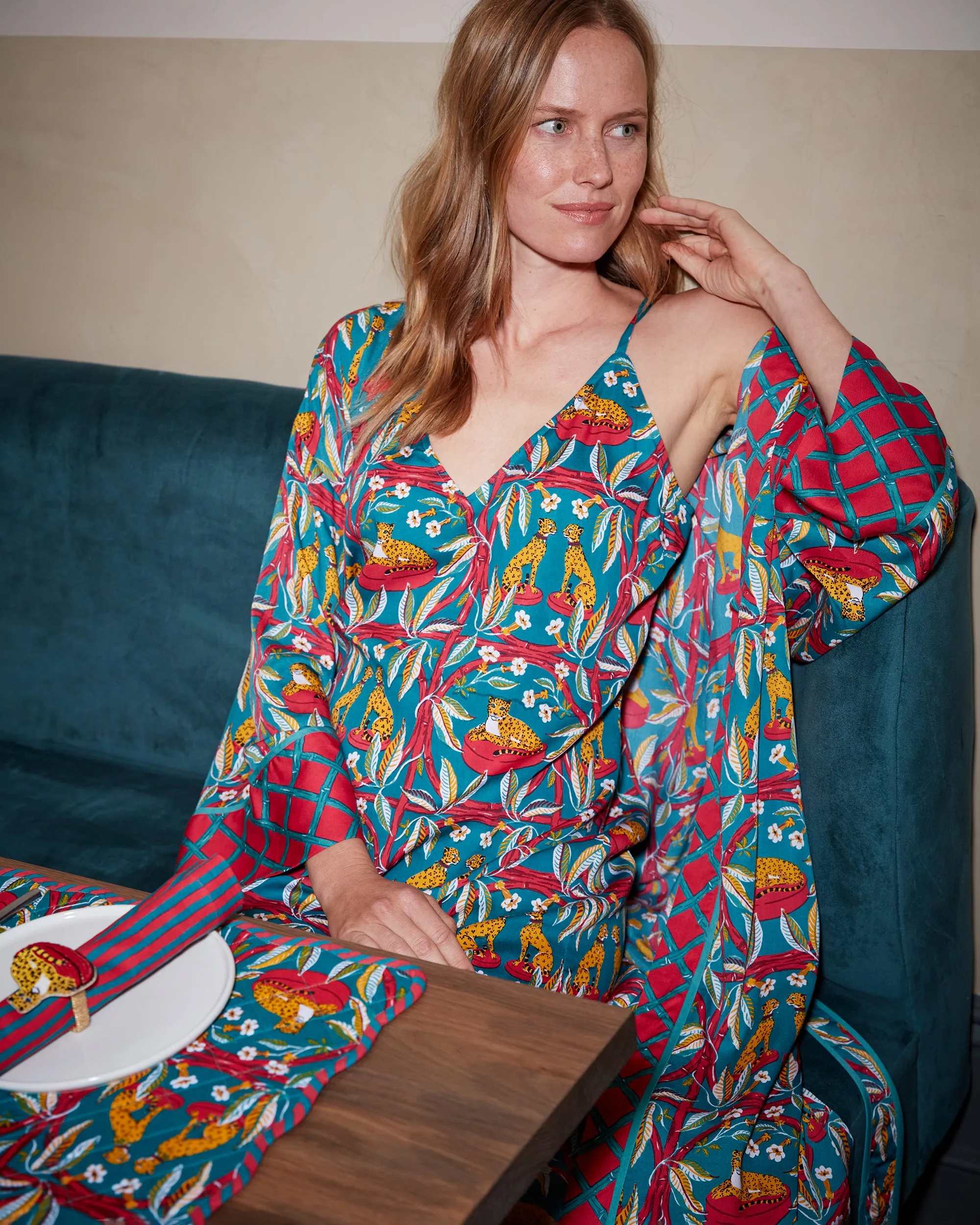 Royal Cheetah - Satin Robe - Ruby & Jade