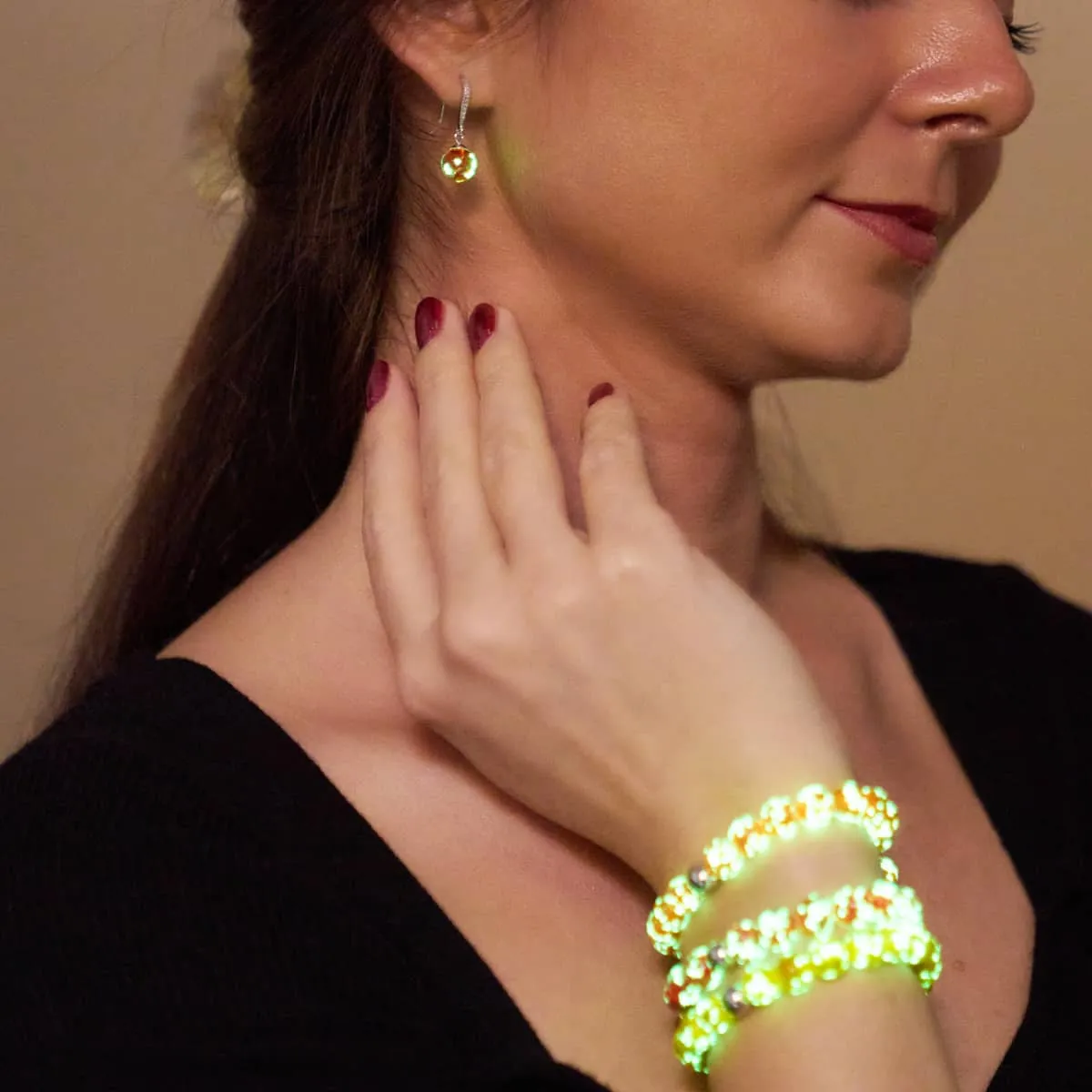 Ruby | .925 Sterling Silver | Firefly Glass Huggie Earrings
