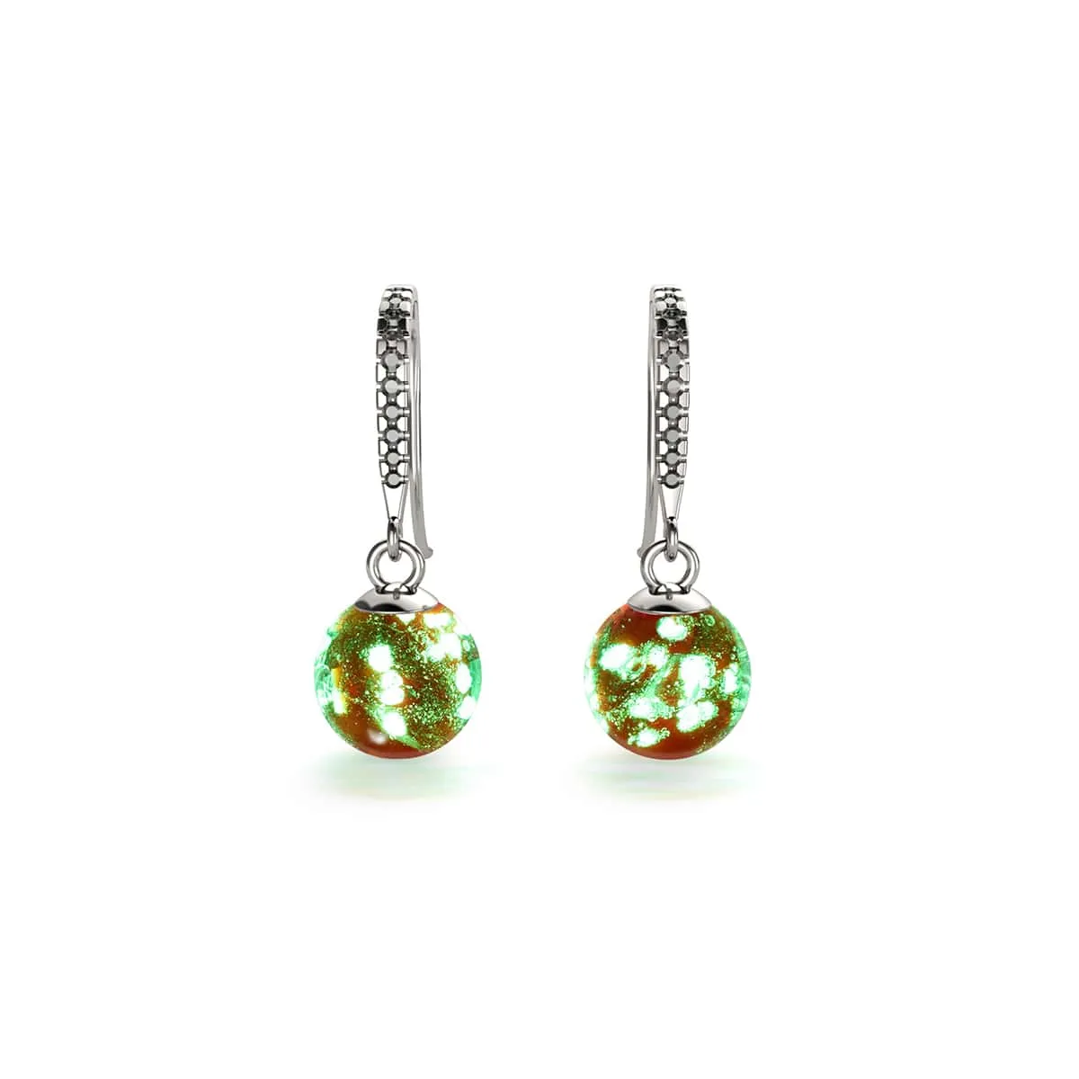 Ruby | .925 Sterling Silver | Firefly Glass Huggie Earrings