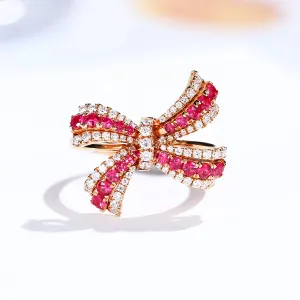 Ruby and Diamond Bow Tie Ring