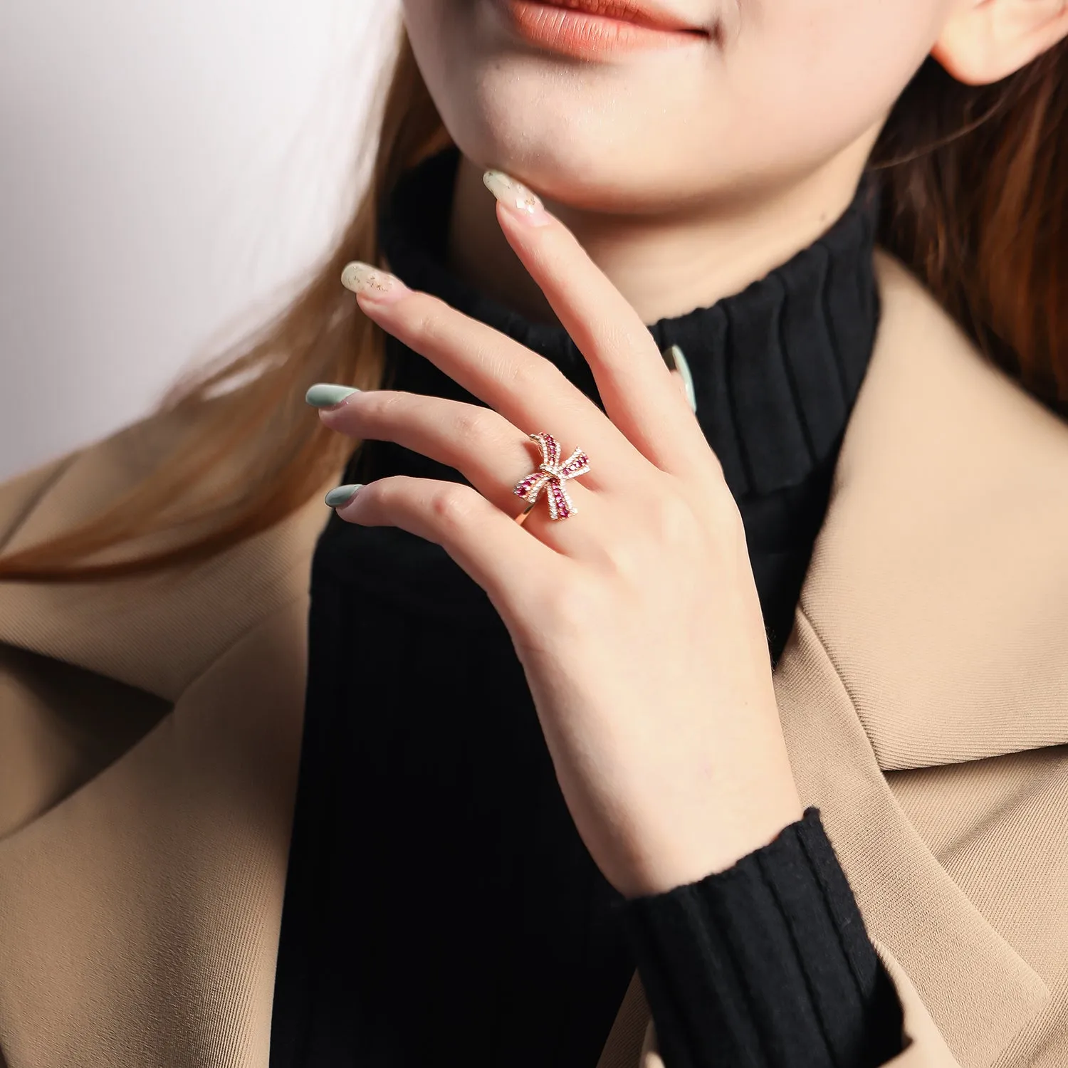 Ruby and Diamond Bow Tie Ring