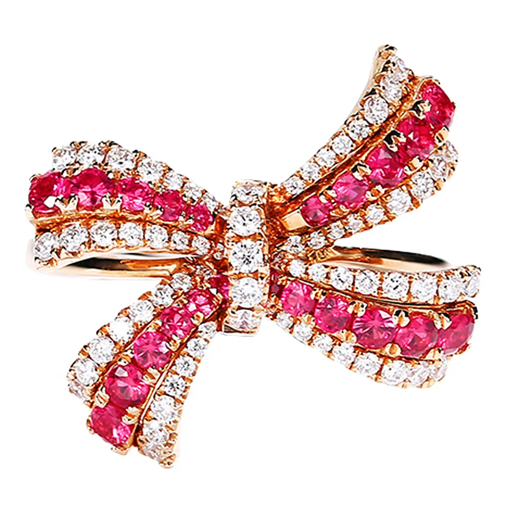 Ruby and Diamond Bow Tie Ring