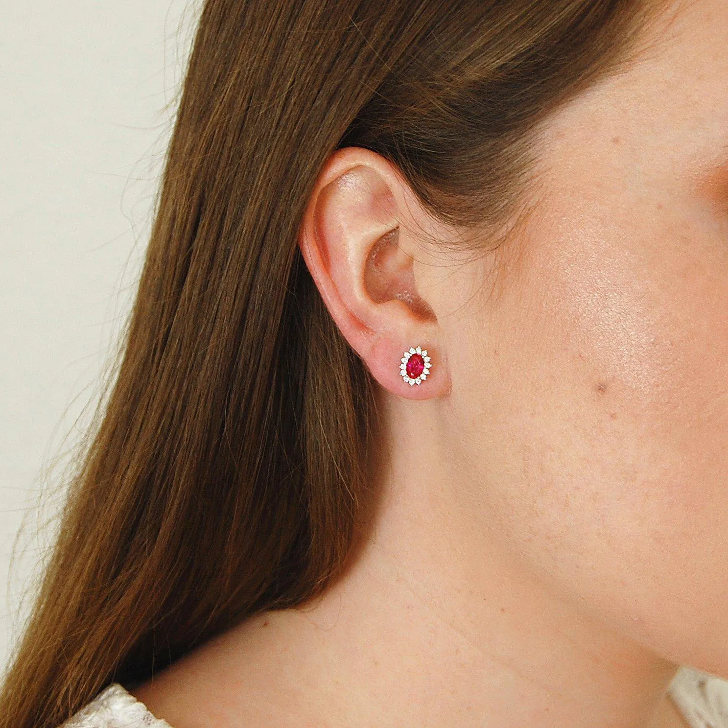 Ruby Diamond Stone Earrings