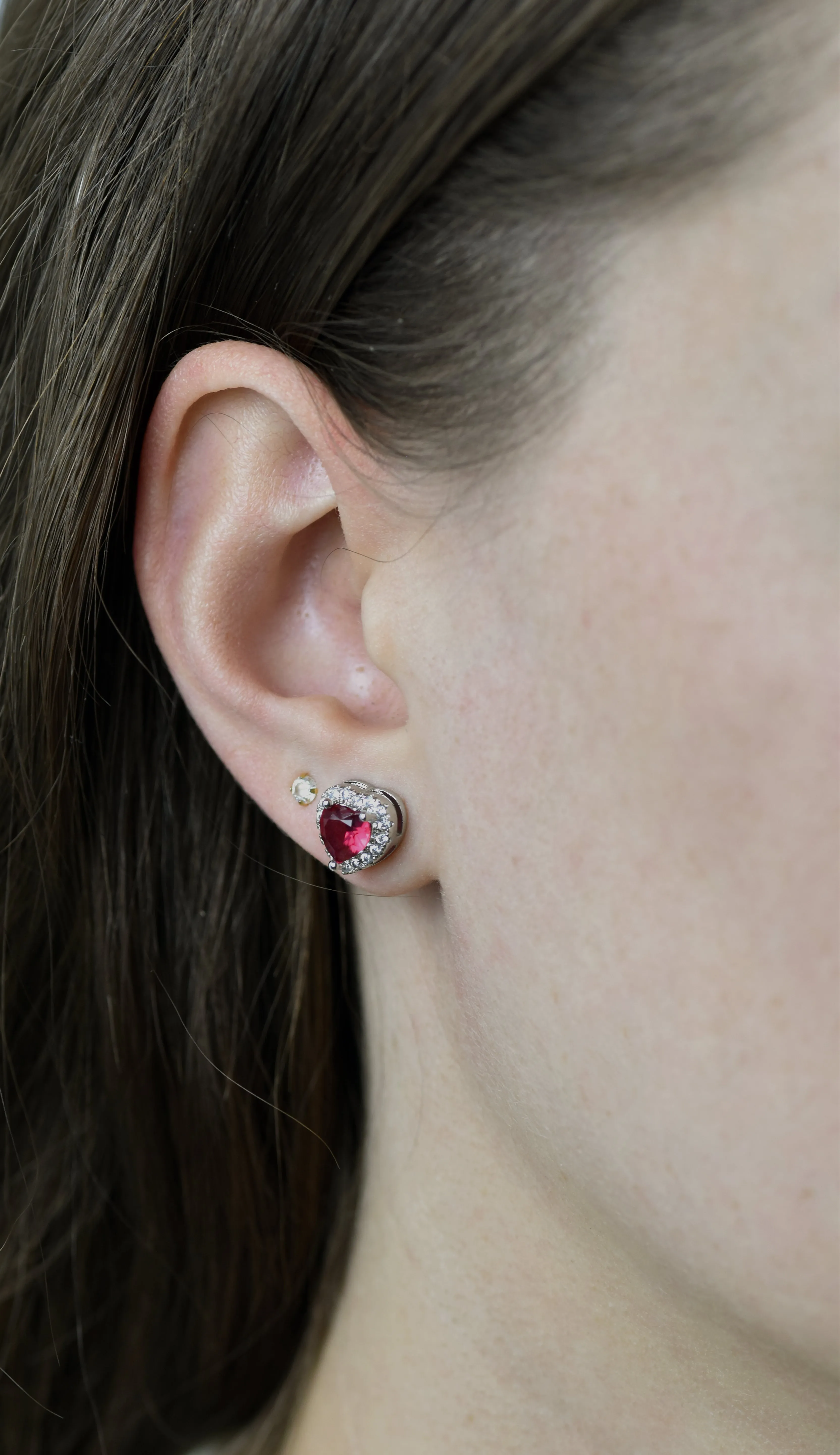 Ruby Heart Stud earrings