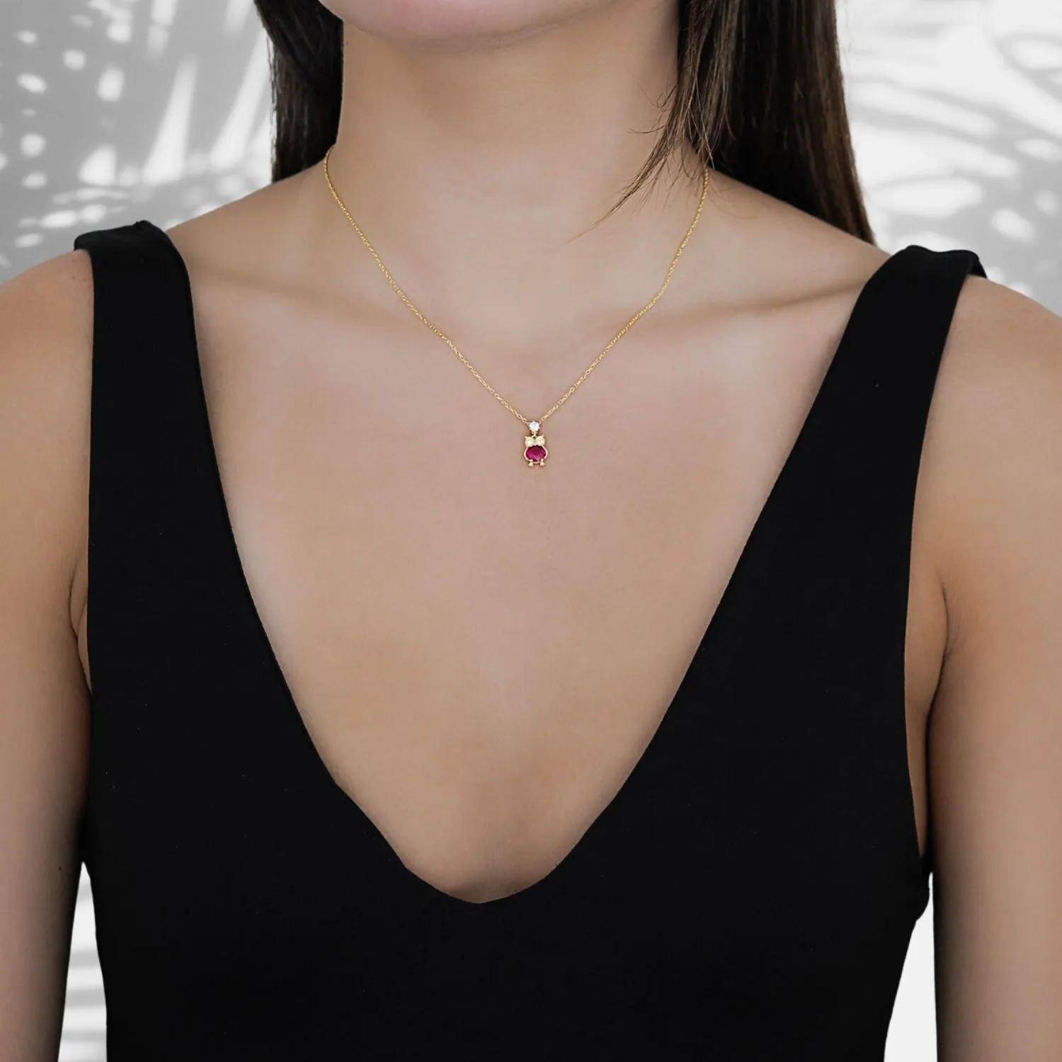 Ruby Owl Necklace