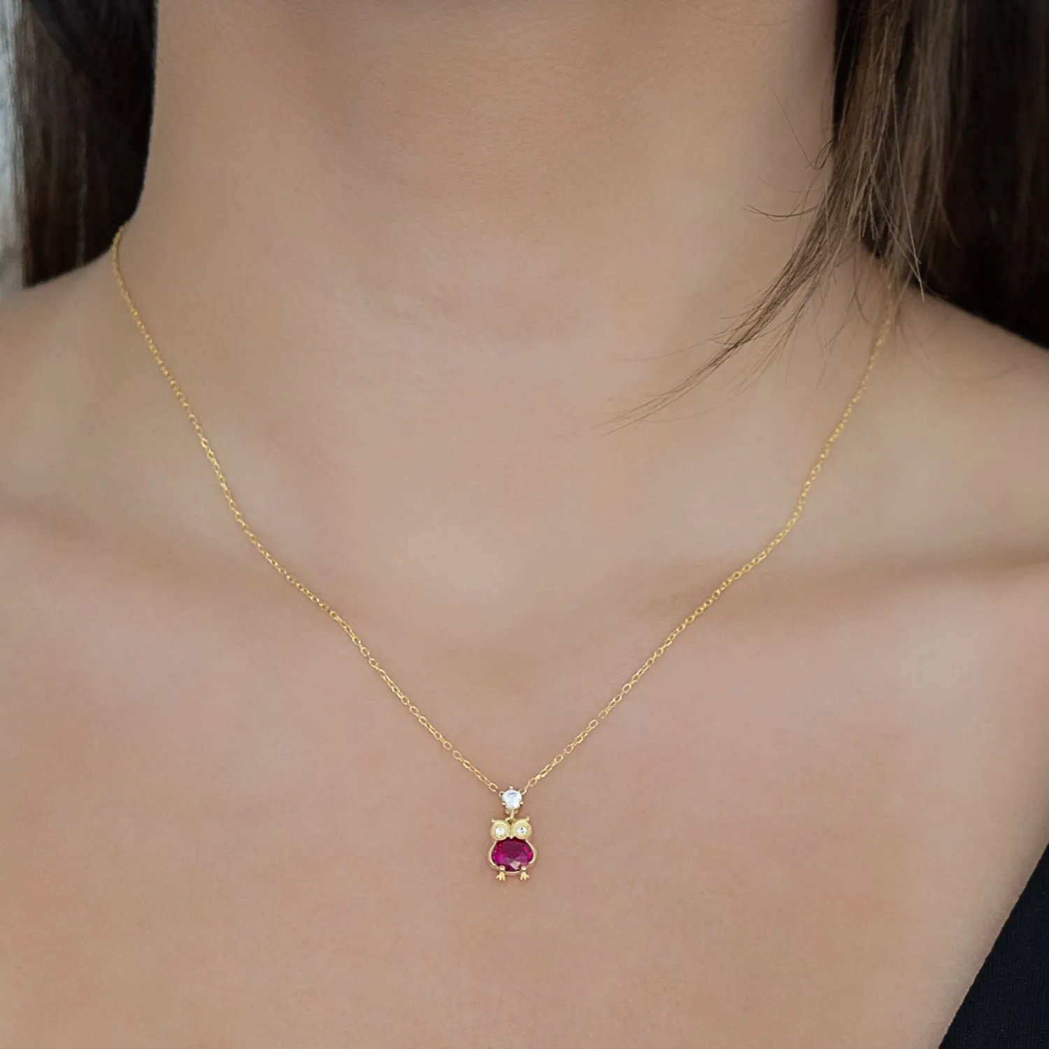 Ruby Owl Necklace