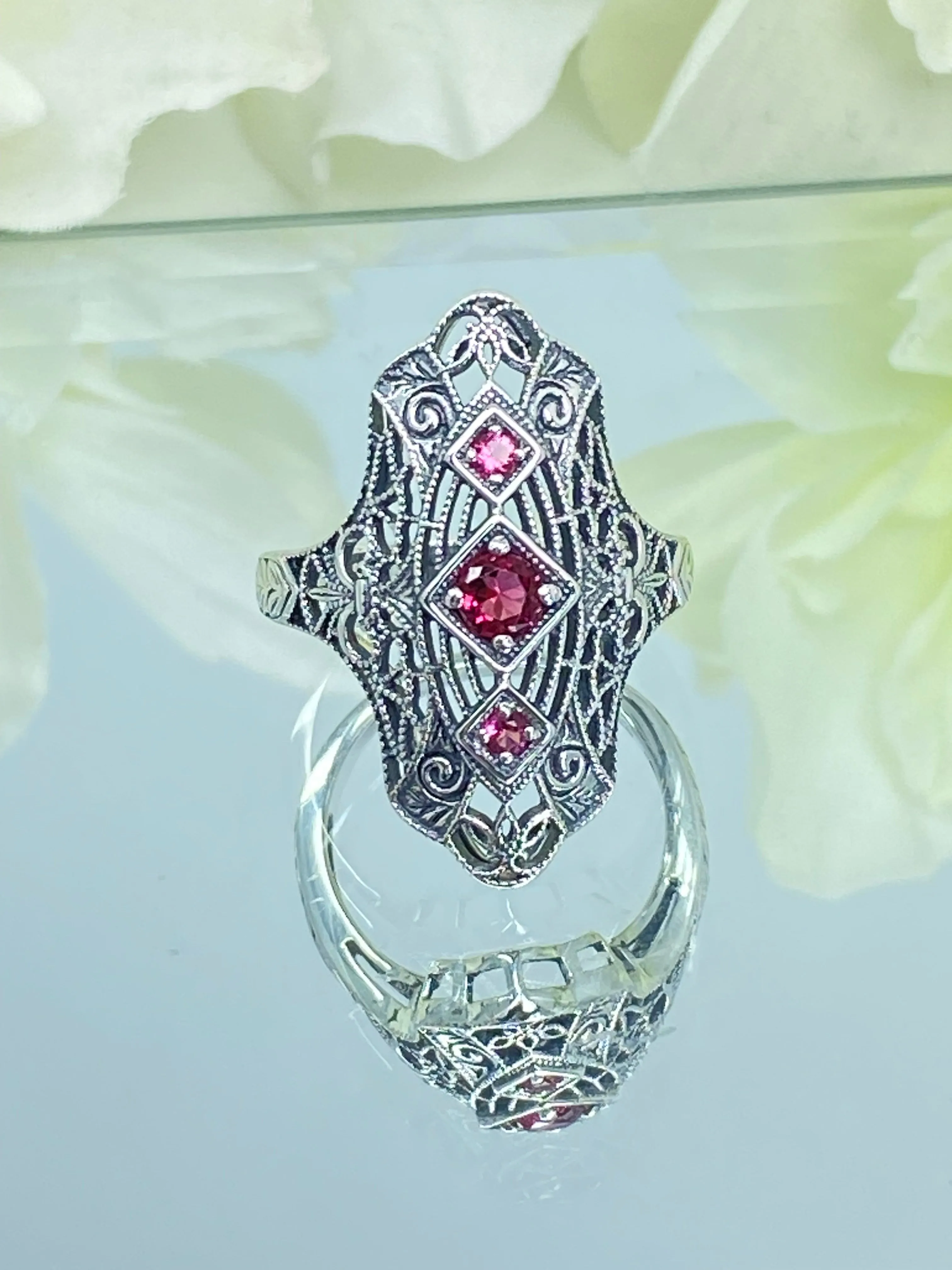Ruby Ring, 1920s-30s Art Deco, Gatsby style Jewelry D593