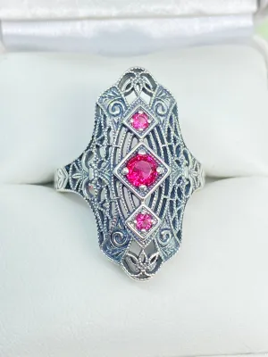 Ruby Ring, 1920s-30s Art Deco, Gatsby style Jewelry D593