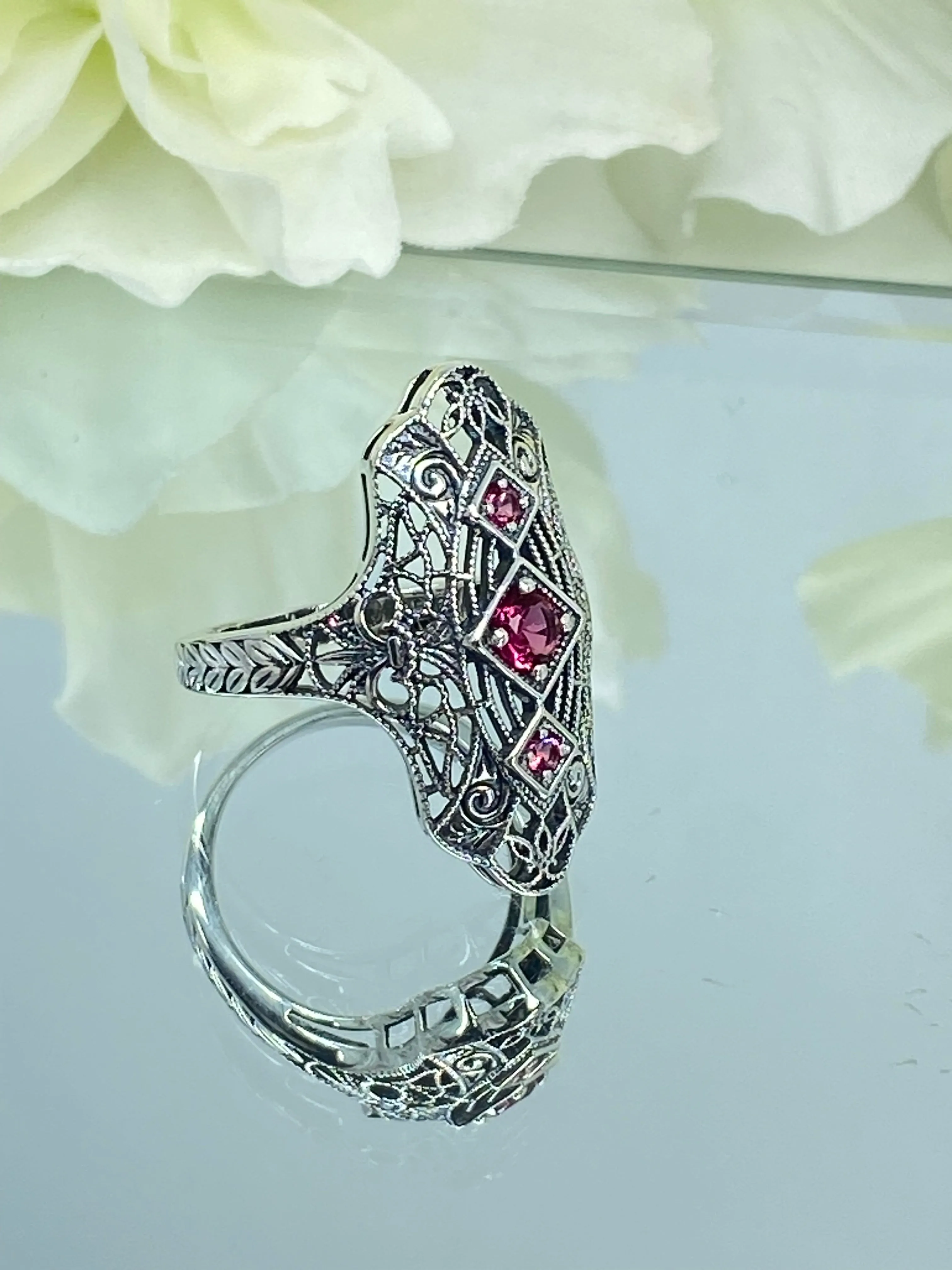 Ruby Ring, Size 7, 1920s-30s Art Deco, Gatsby style Jewelry D593 - Ready to Ship