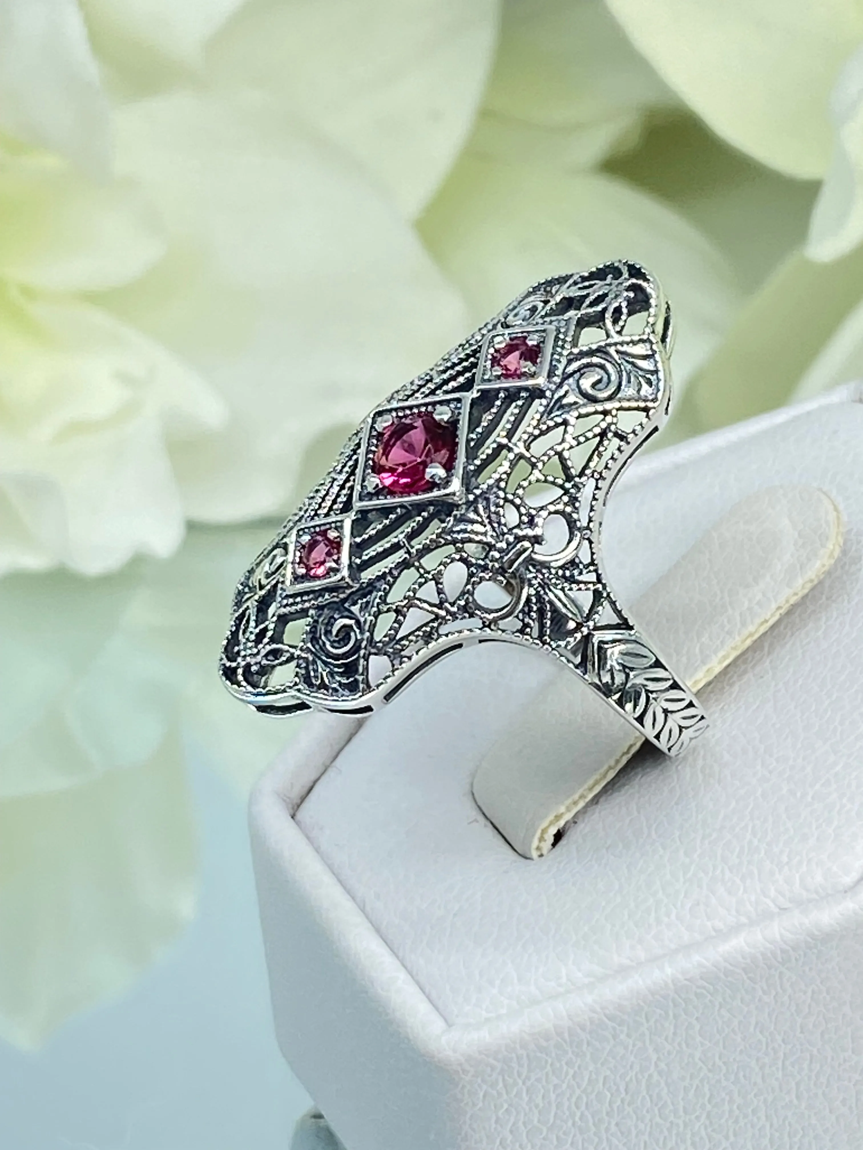 Ruby Ring, Size 7, 1920s-30s Art Deco, Gatsby style Jewelry D593 - Ready to Ship