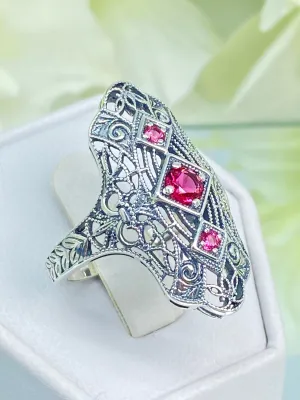 Ruby Ring, Size 7, 1920s-30s Art Deco, Gatsby style Jewelry D593 - Ready to Ship