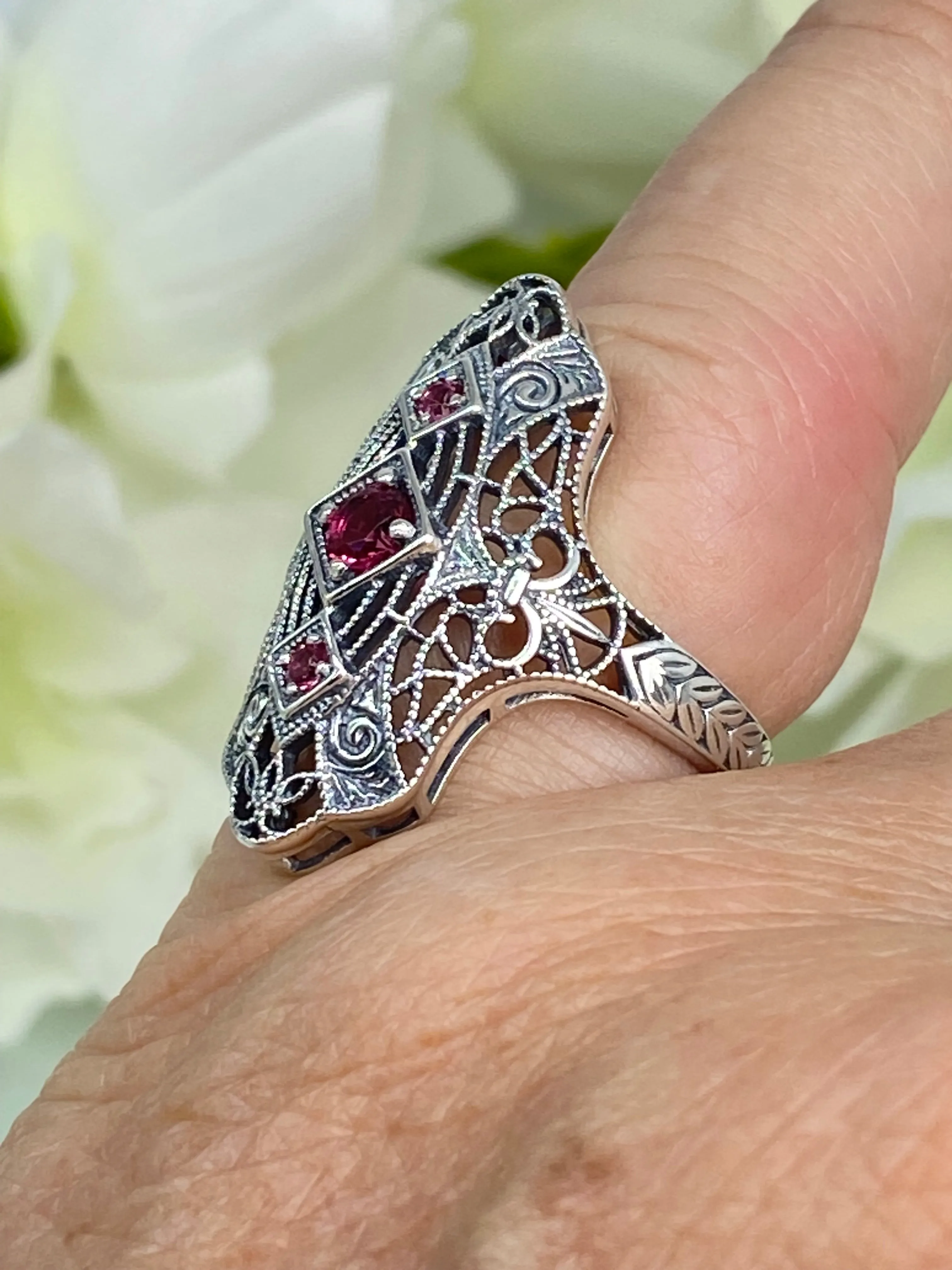 Ruby Ring, Size 7, 1920s-30s Art Deco, Gatsby style Jewelry D593 - Ready to Ship