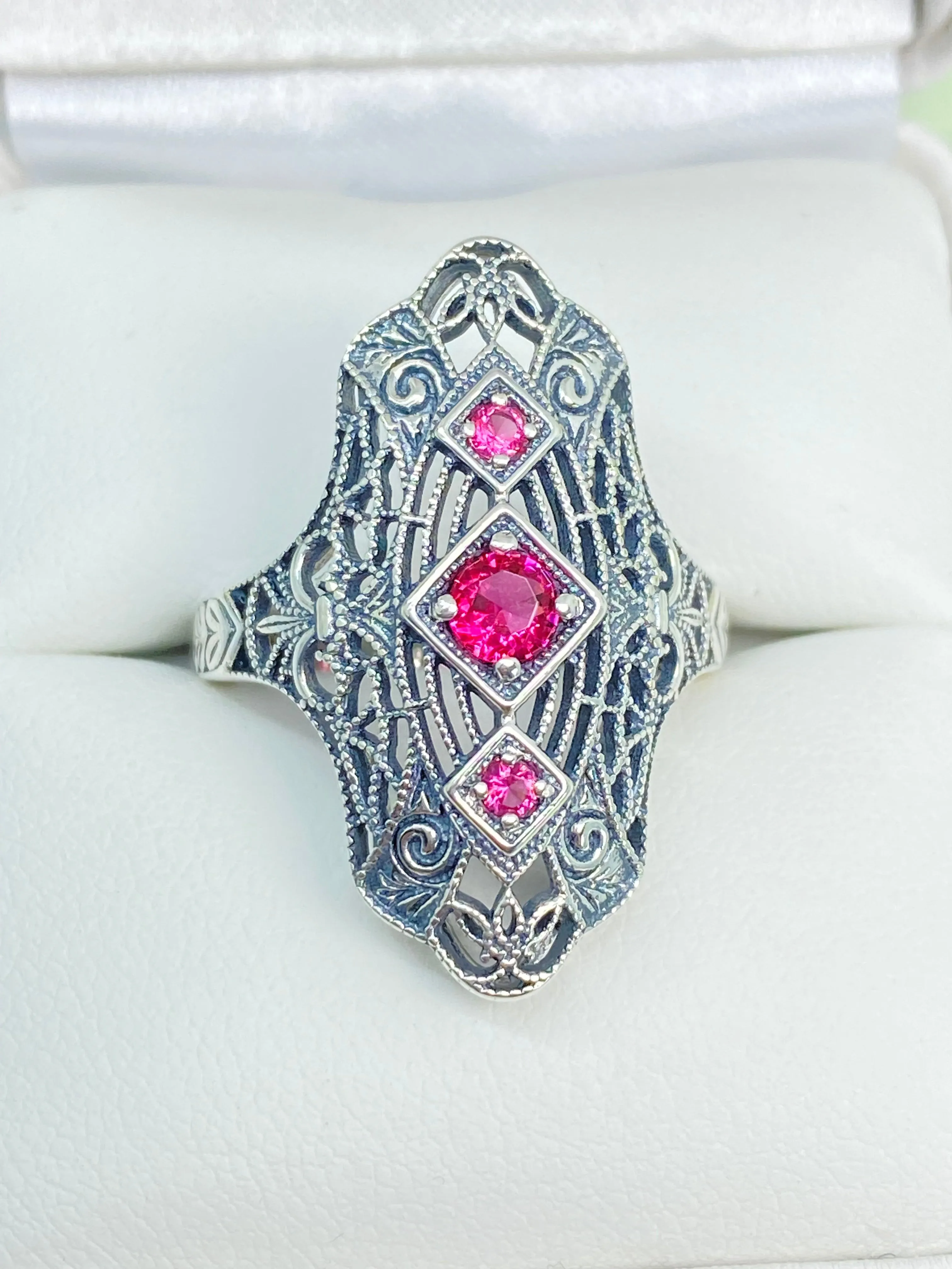 Ruby Ring, Size 7, 1920s-30s Art Deco, Gatsby style Jewelry D593 - Ready to Ship