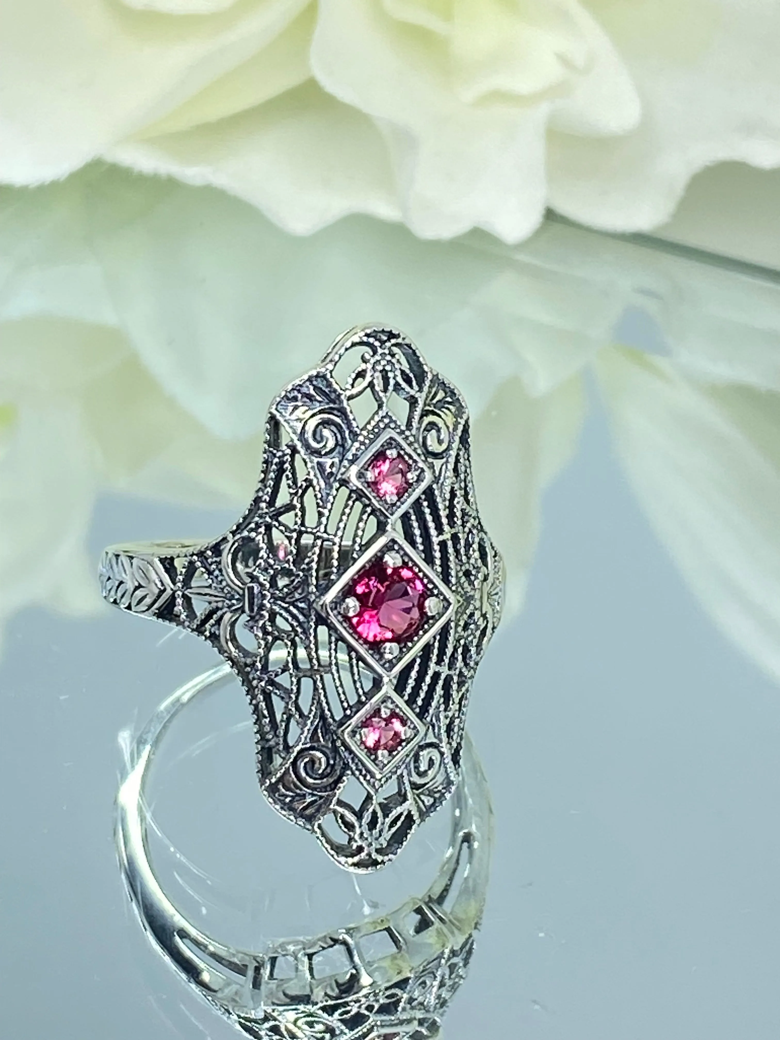 Ruby Ring, Size 7, 1920s-30s Art Deco, Gatsby style Jewelry D593 - Ready to Ship
