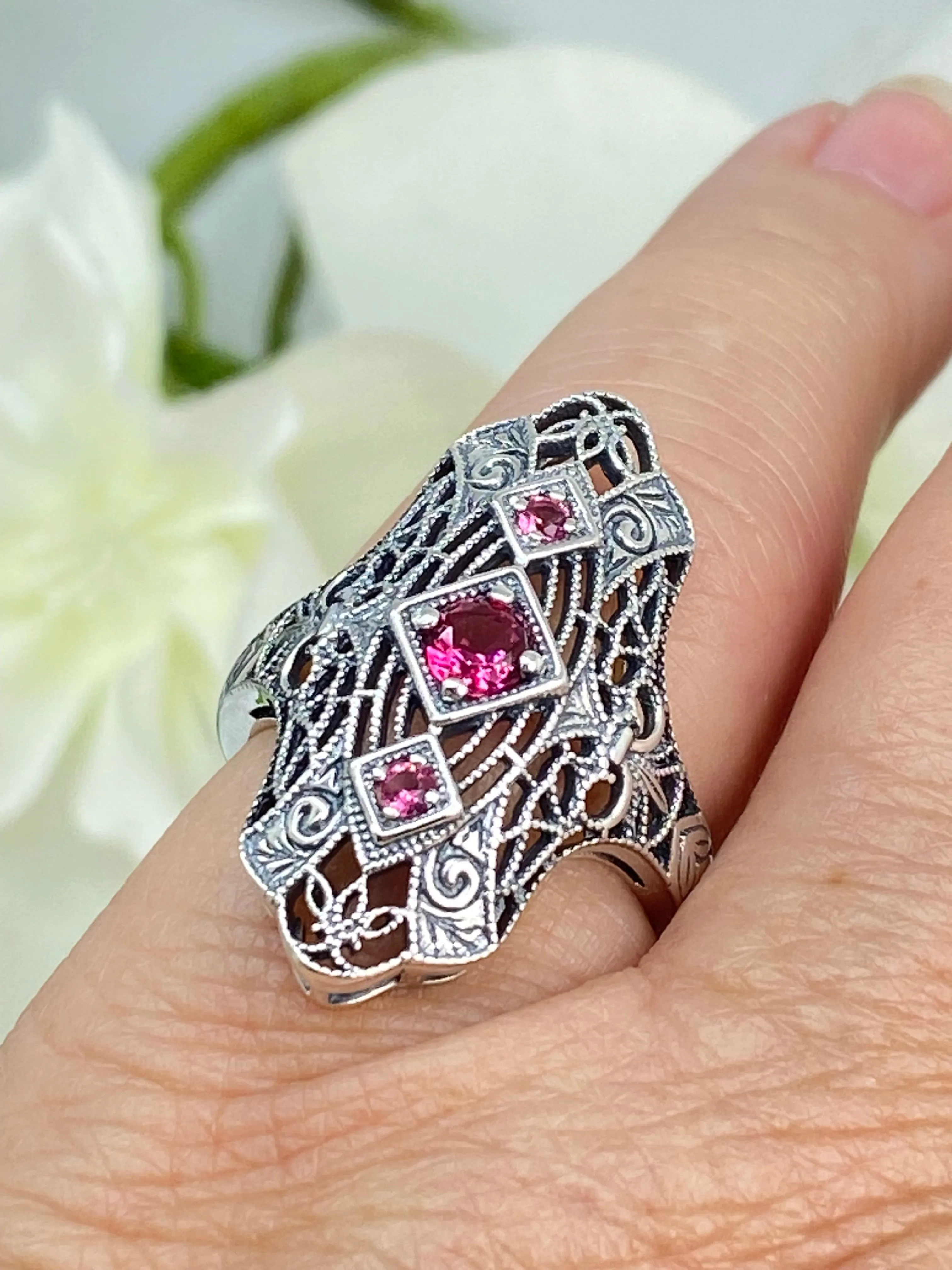 Ruby Ring, Size 7, 1920s-30s Art Deco, Gatsby style Jewelry D593 - Ready to Ship