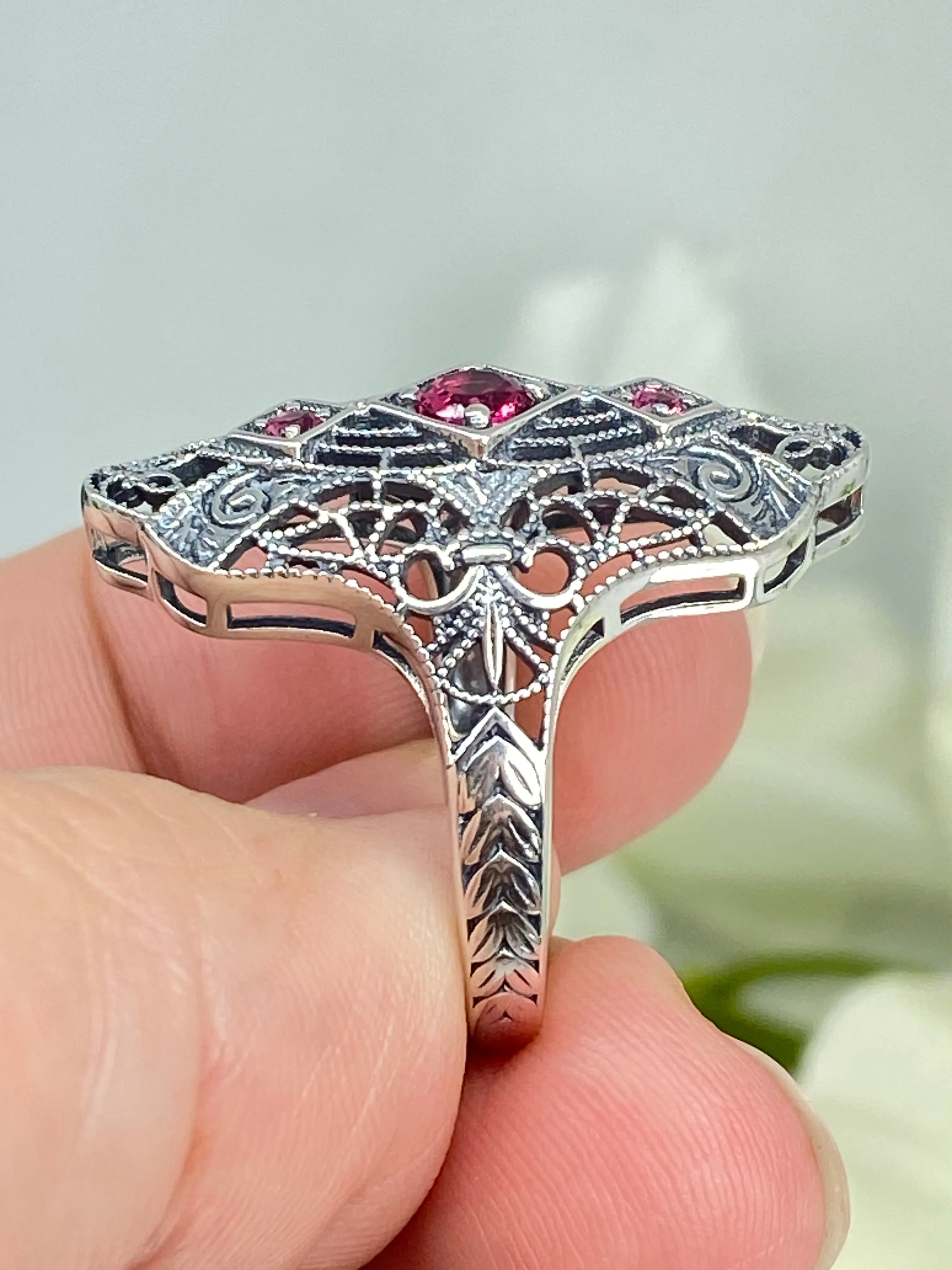 Ruby Ring, Size 7, 1920s-30s Art Deco, Gatsby style Jewelry D593 - Ready to Ship
