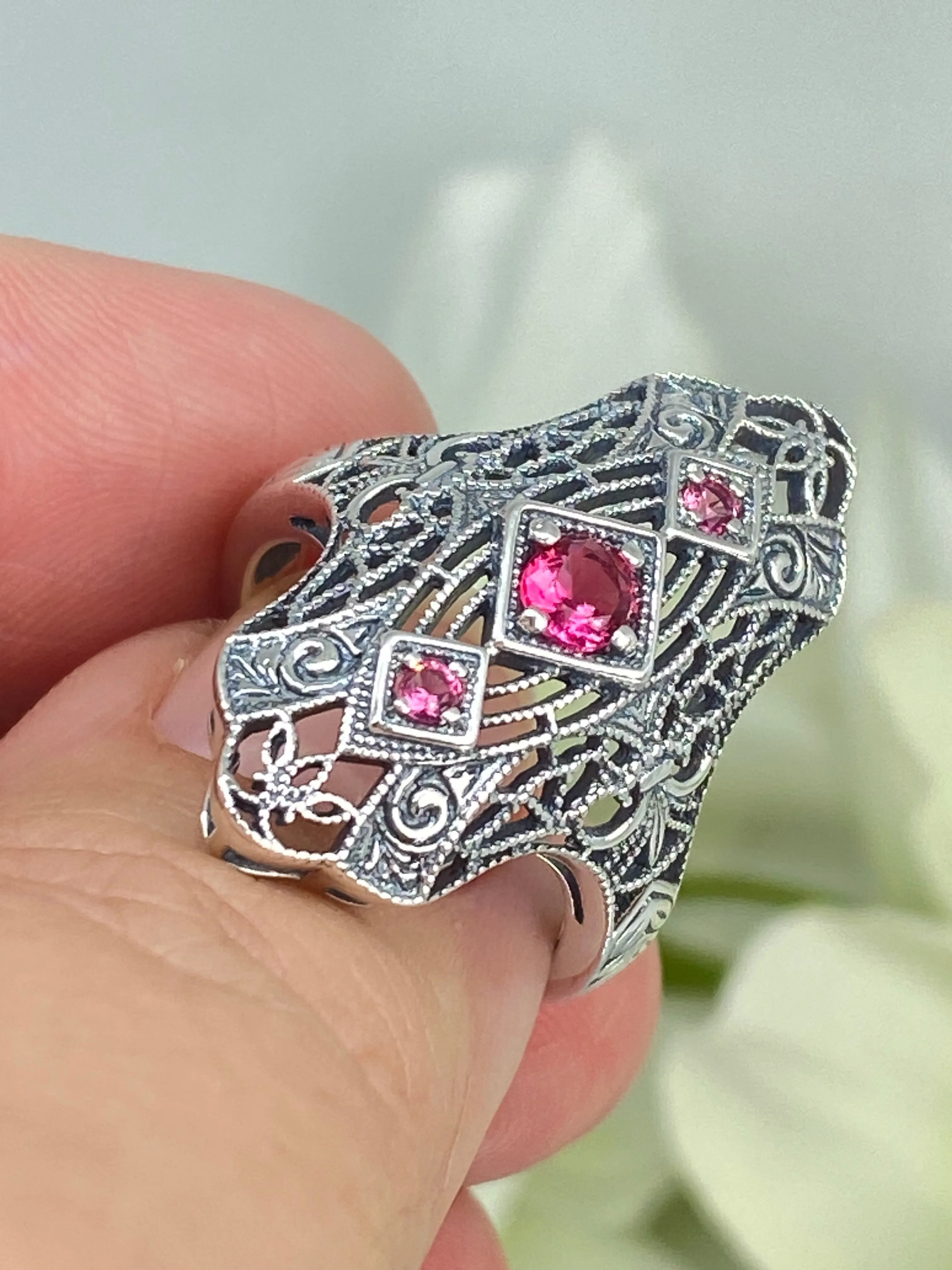 Ruby Ring, Size 7, 1920s-30s Art Deco, Gatsby style Jewelry D593 - Ready to Ship
