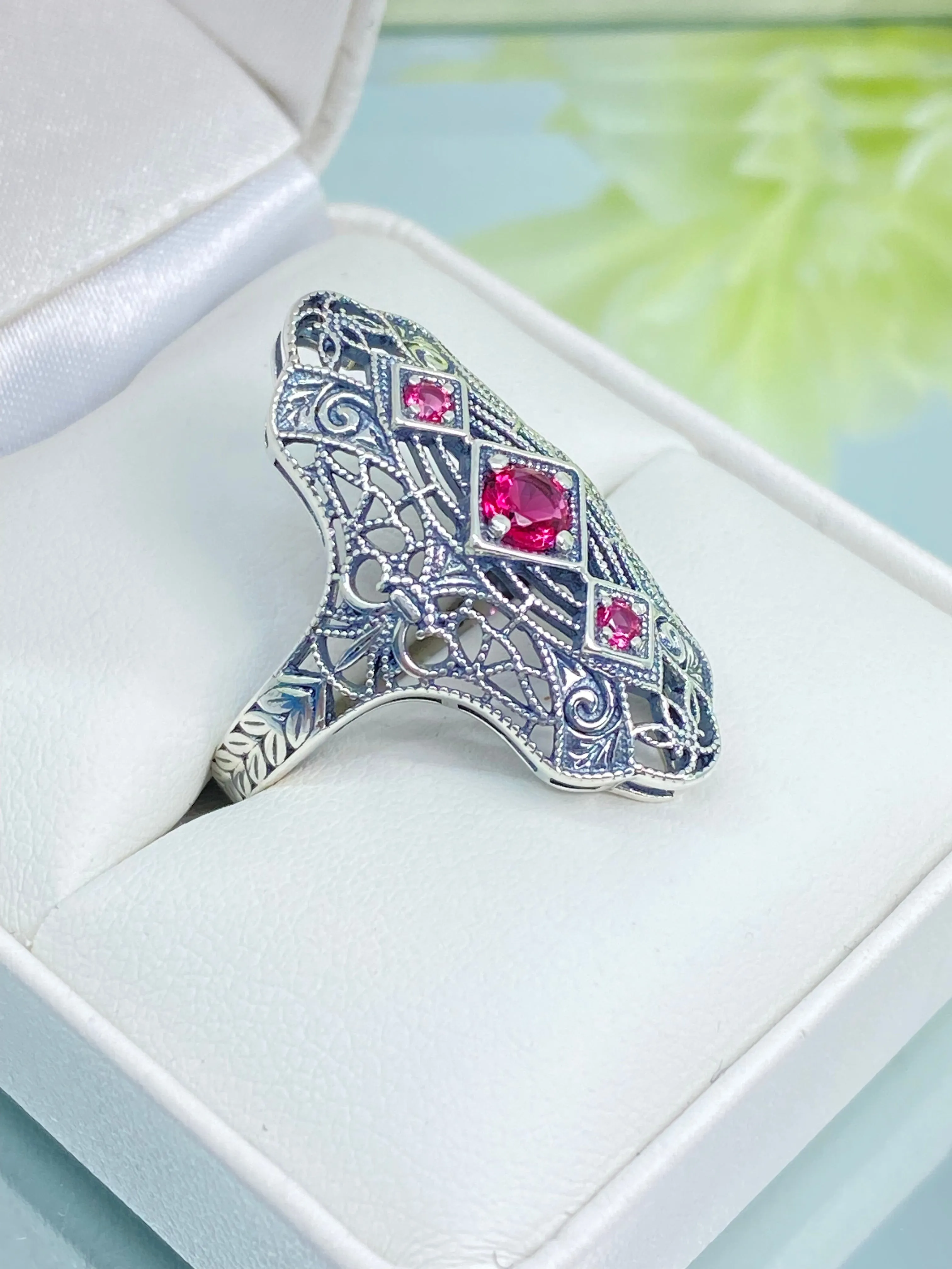Ruby Ring, Size 7, 1920s-30s Art Deco, Gatsby style Jewelry D593 - Ready to Ship