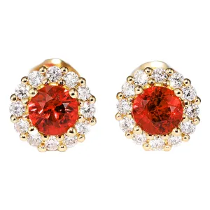 Ruby With Diamond Halo Stud Earrings