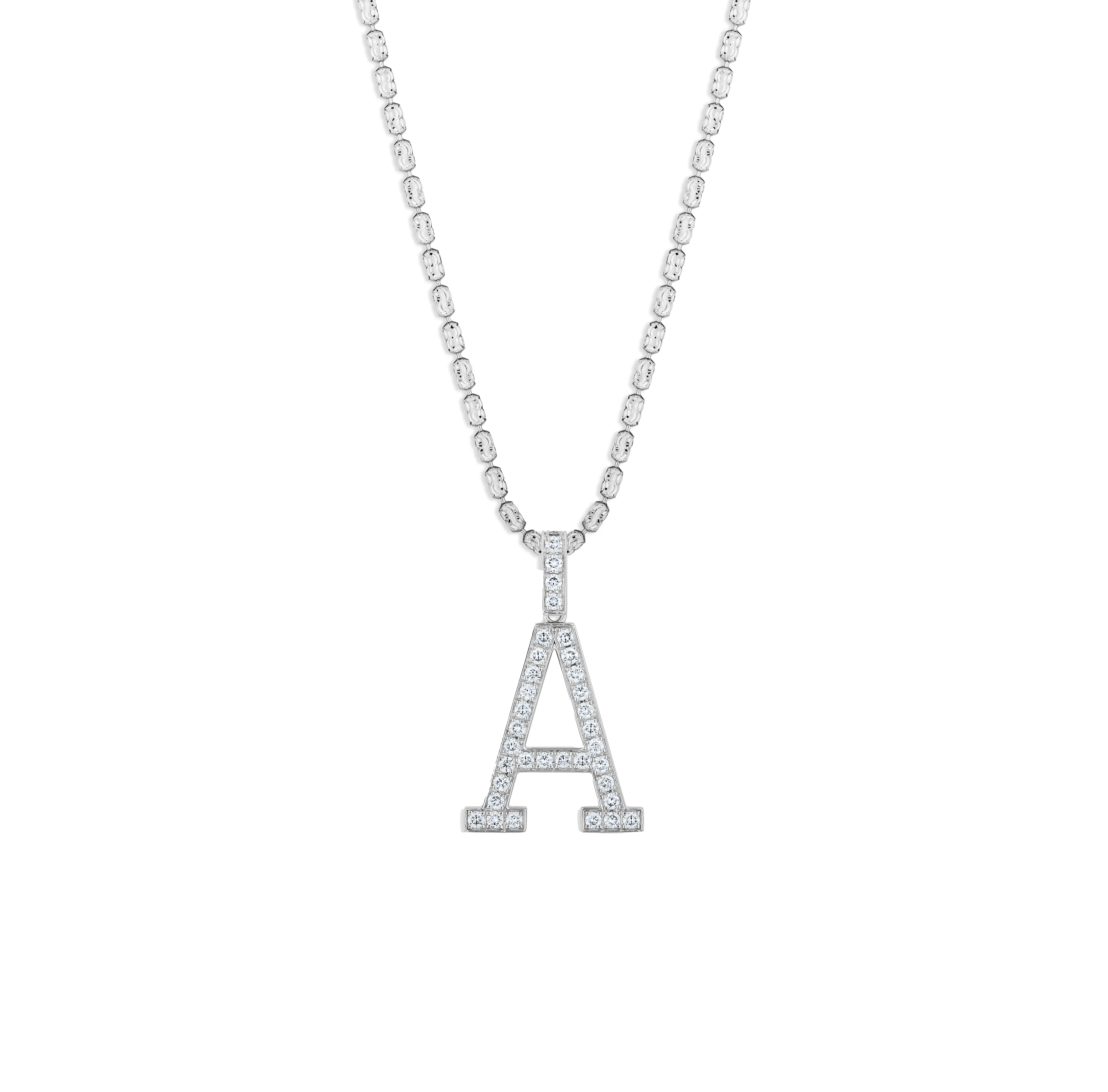 Sabel Collection White Gold Diamond A Initial Pendant
