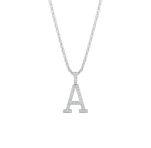 Sabel Collection White Gold Diamond A Initial Pendant