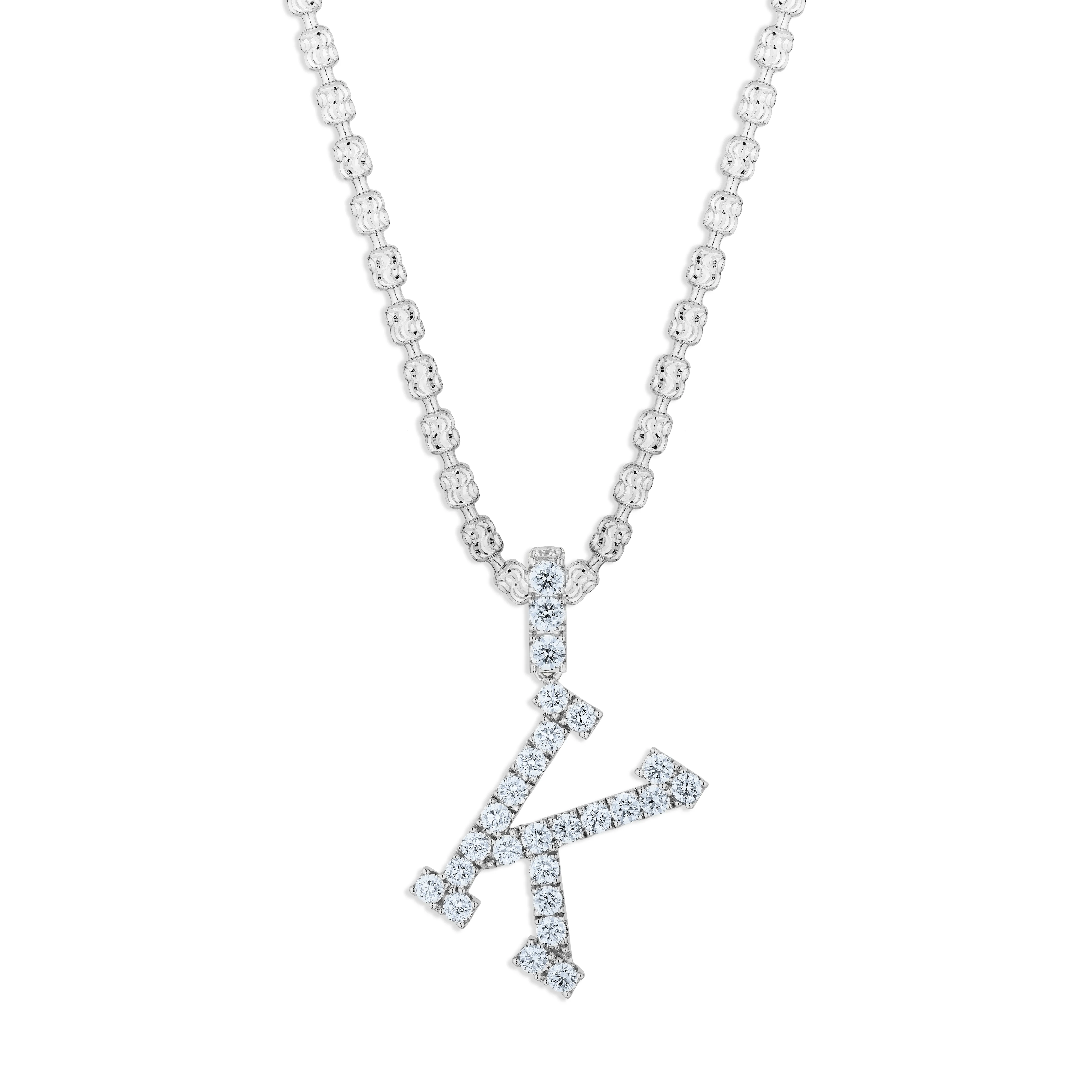 Sabel Collection White Gold Diamond K Initial Pendant