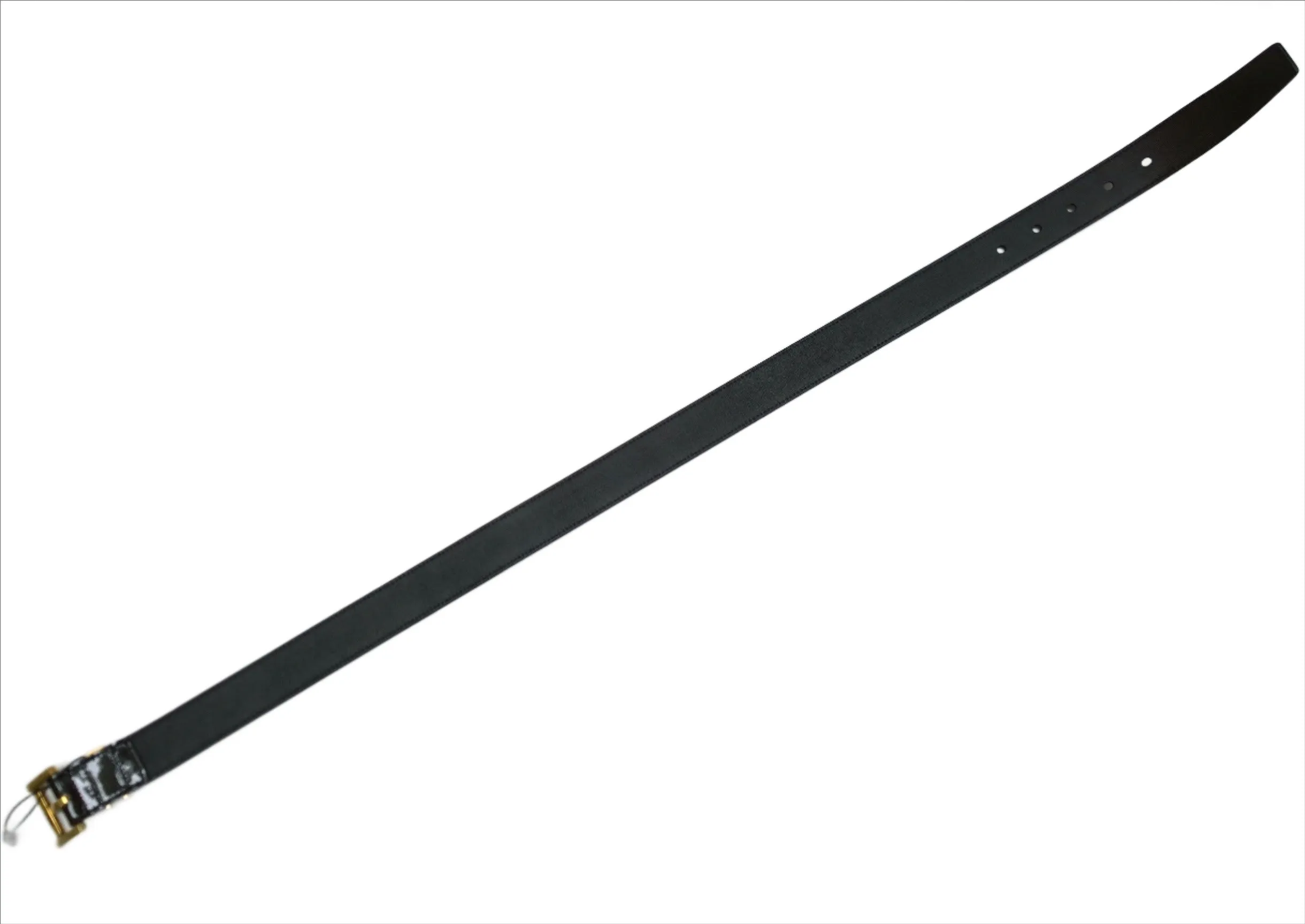Saint Laurent Cassandre 70cm Black Patent Logo Belt