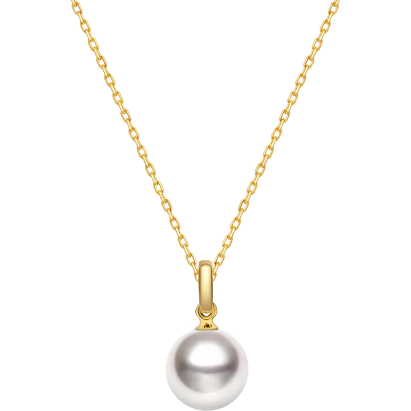 Saltwater Pearl 18K Gold Classic Buckle Pendant Necklace